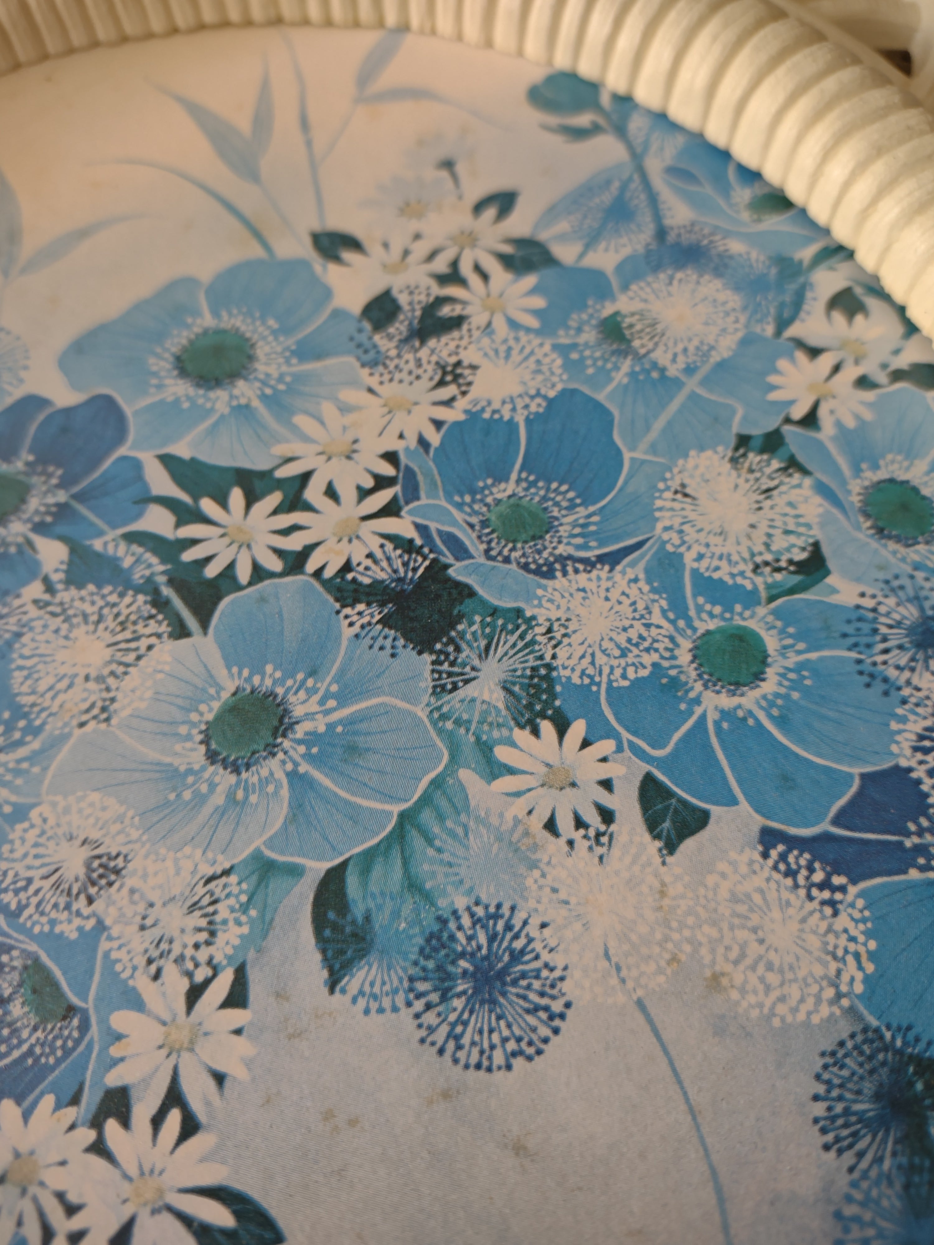 Vintage Burwood Faux Bamboo Blue Floral Pictures 17 X 12.5 Set Of 2 (Lot 3873)