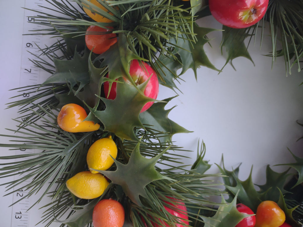 Halloween Artificial Fruit Autumn Fall Green Orange Yellow Wreath 14" (lot 3068)
