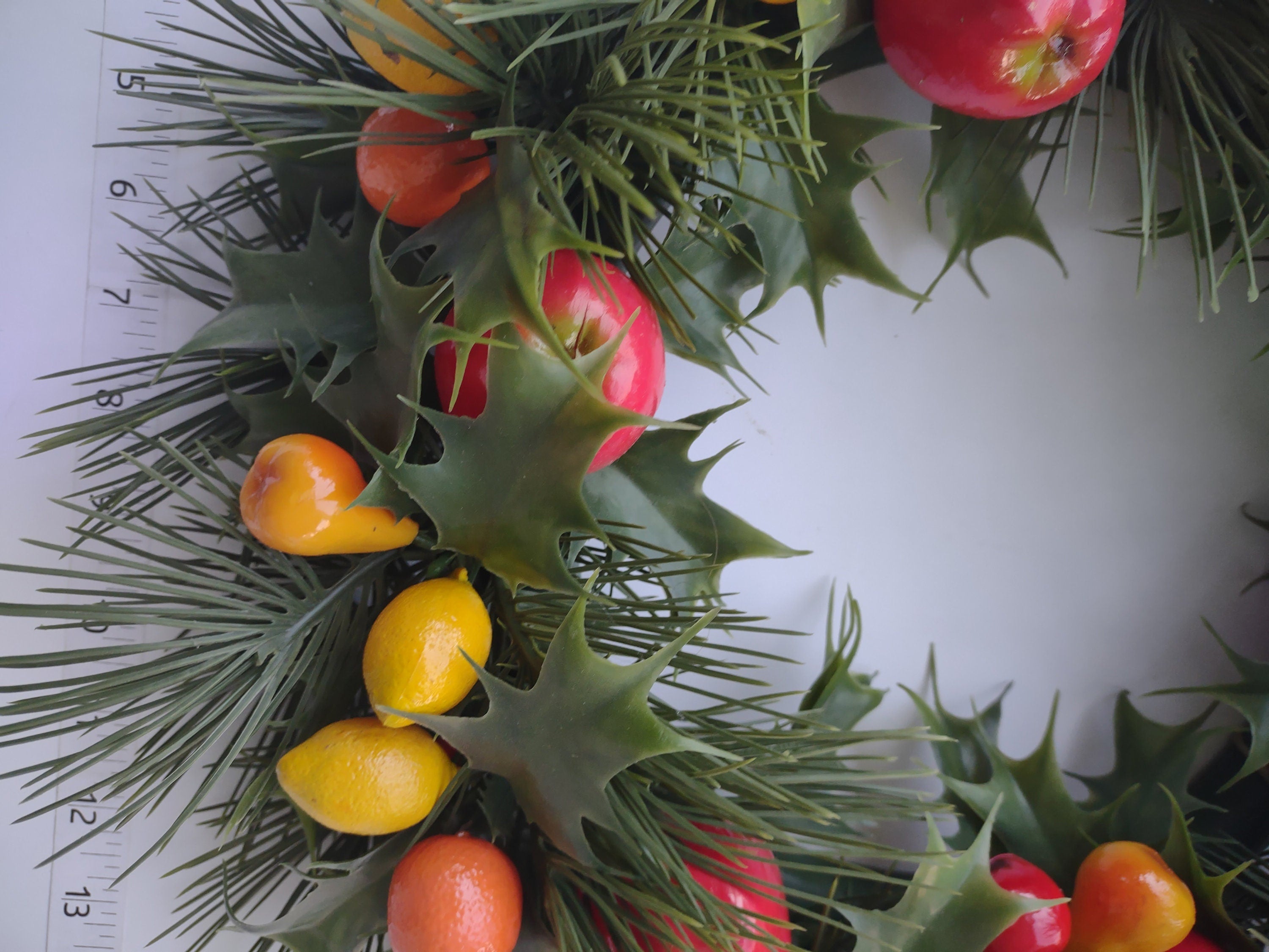 Halloween Artificial Fruit Autumn Fall Green Orange Yellow Wreath 14" (lot 3068)