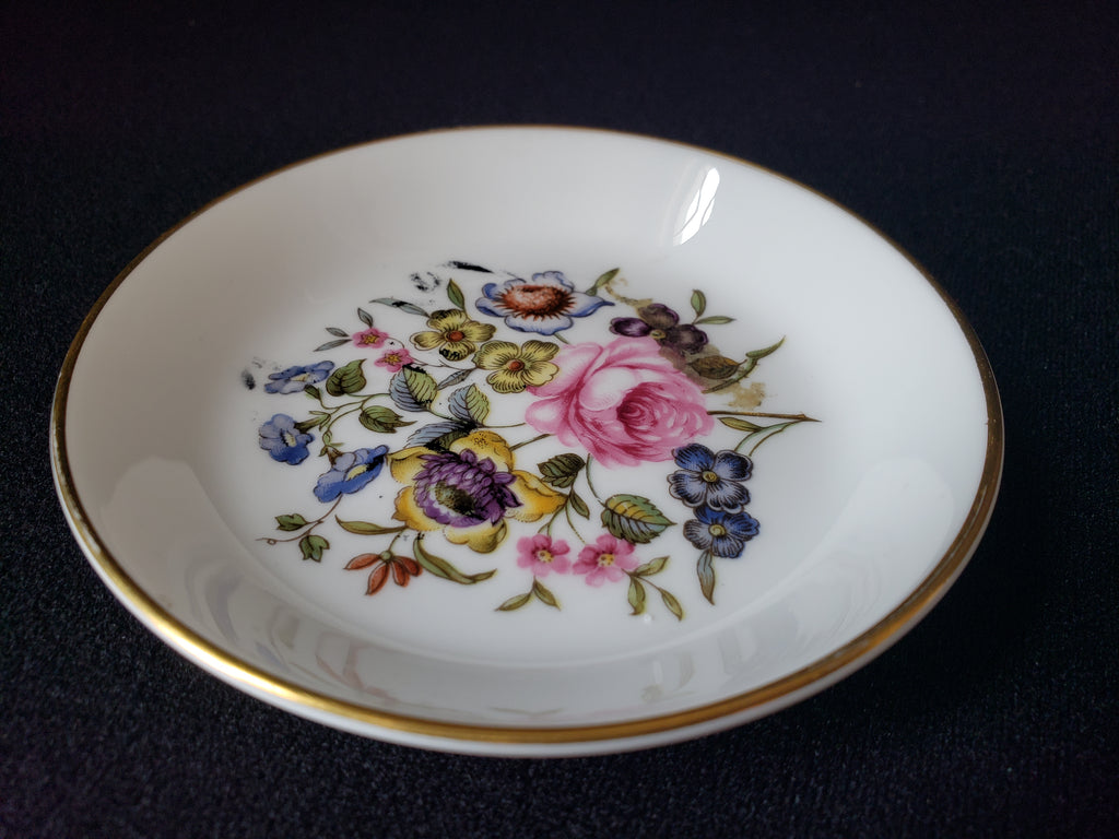 Vintage Royal Worcester Flower Roses Design Coaster Small Dish 4" (lot 2065)