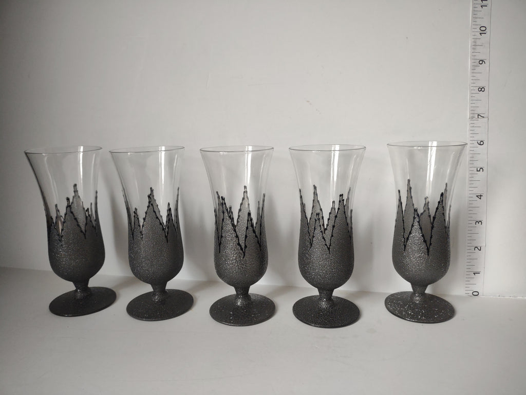 Set of 5 SMALL Hurricane Mixed Drink Glass Vintage MCM (lot 2745)