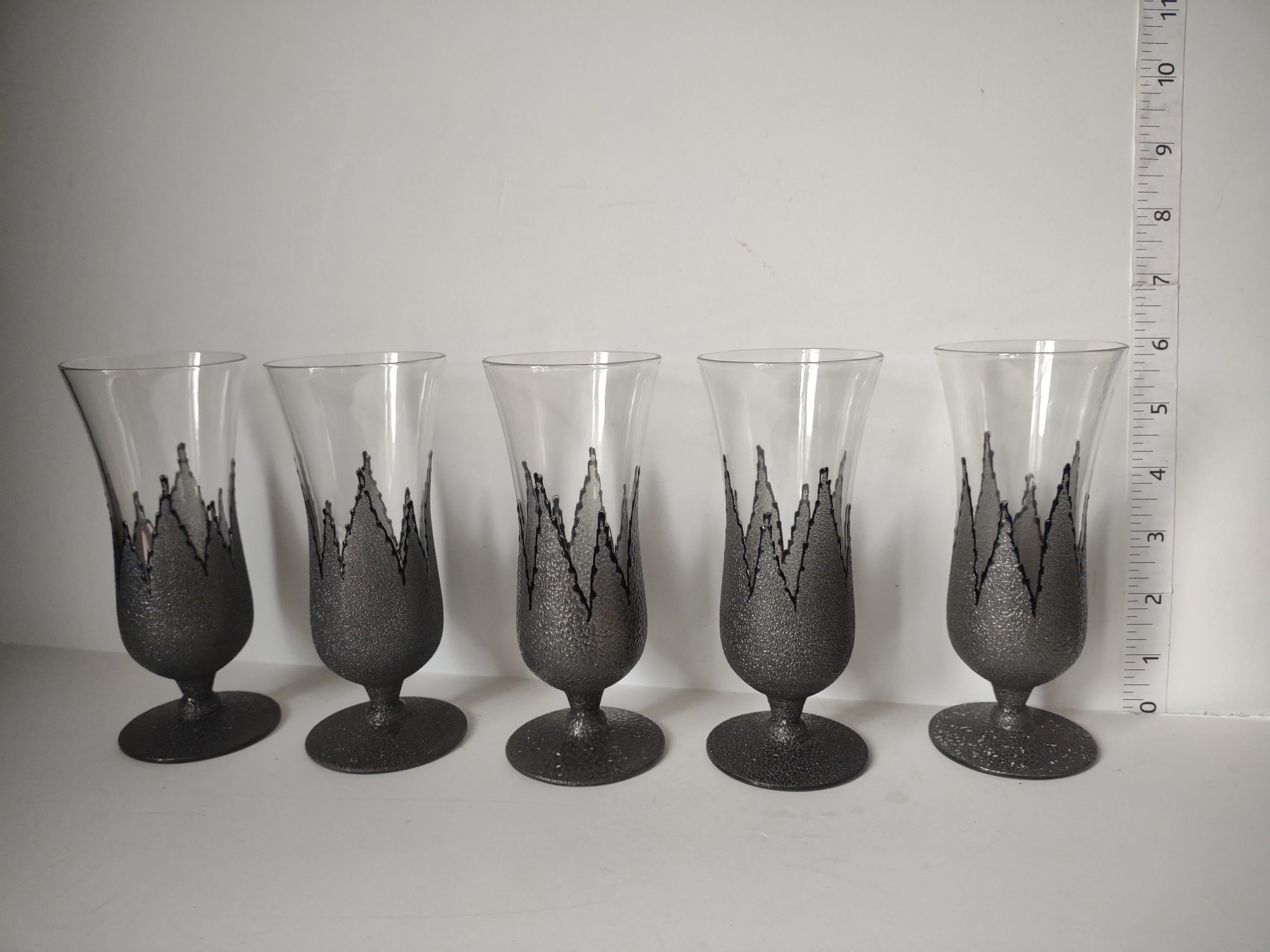 Set of 5 SMALL Hurricane Mixed Drink Glass Vintage MCM (lot 2745)