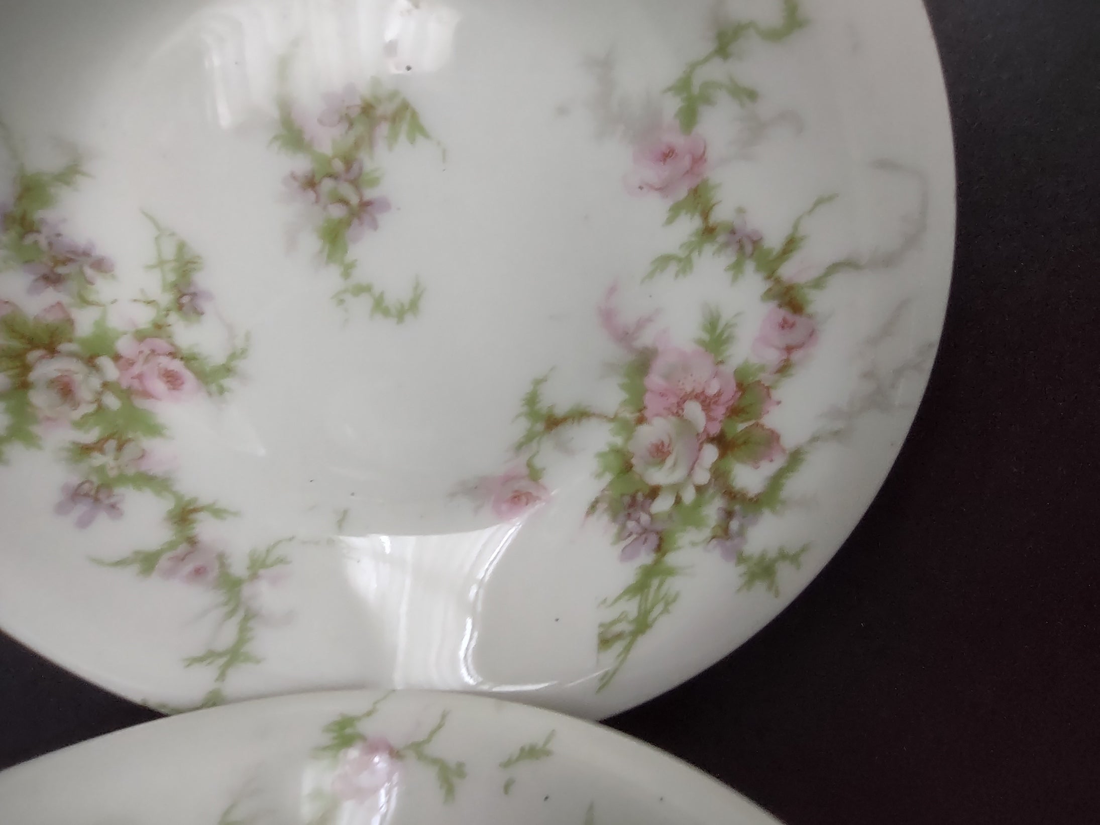Haviland Limoges 7 x Small Bowl 5-1/2" Pink White Cabbage Rose Moss (lot 907)