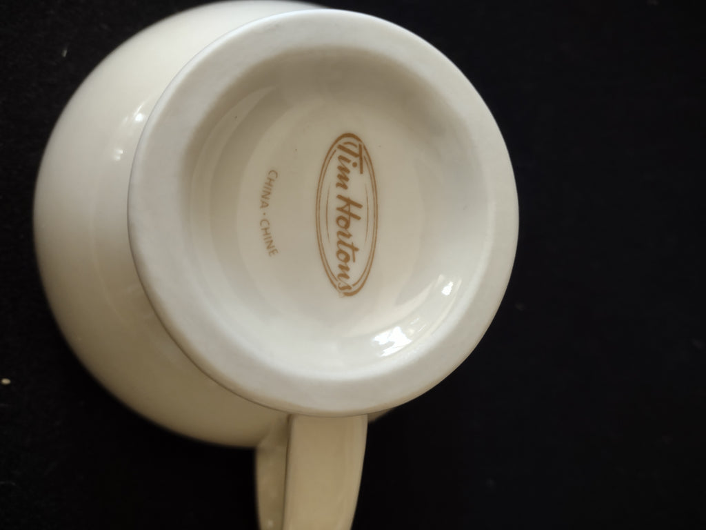 Vintage Tim Horton Always Fresh Cream Gold Coffee Cup Saucer Set (Lot 3887)