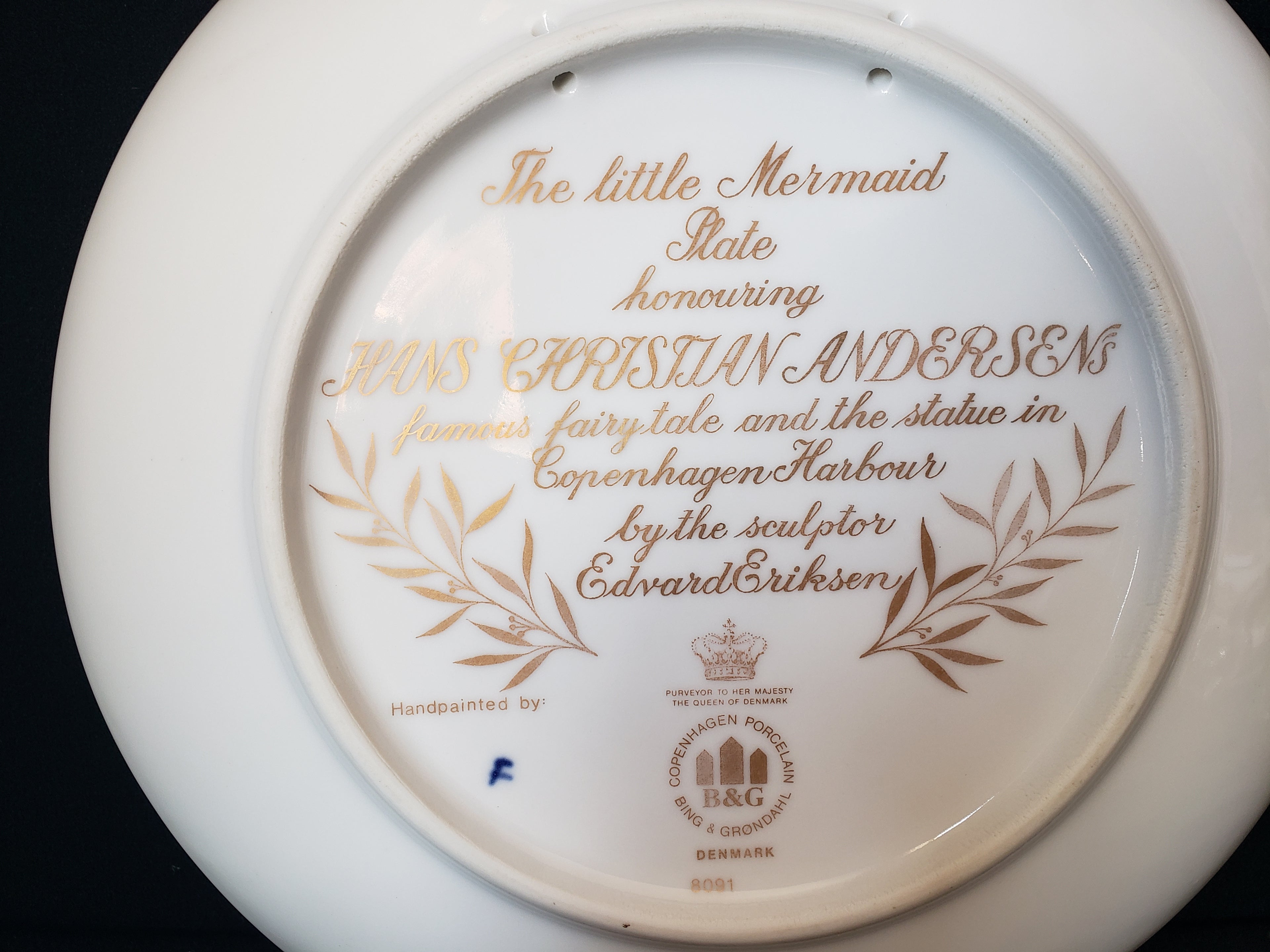 B & G Copenhagen Porcelain Wall Plate The Little Mermaid (lot 2198)