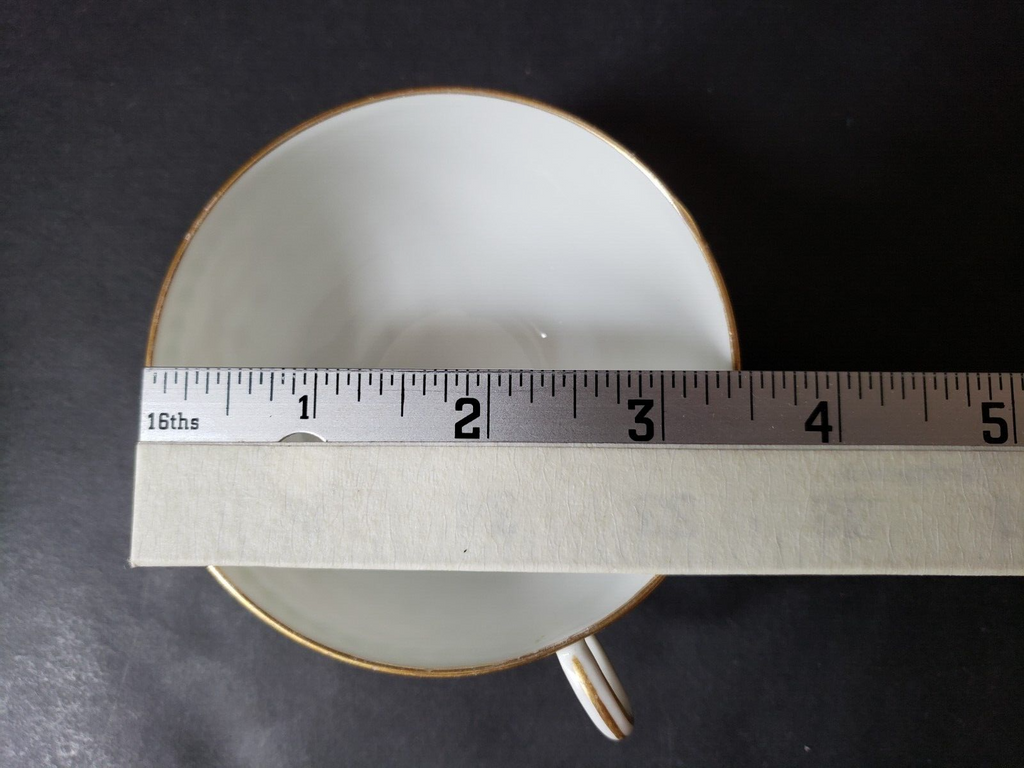 JP Limoges France Gold Trim Green Laurel 4 x Teacup & Saucer (583)