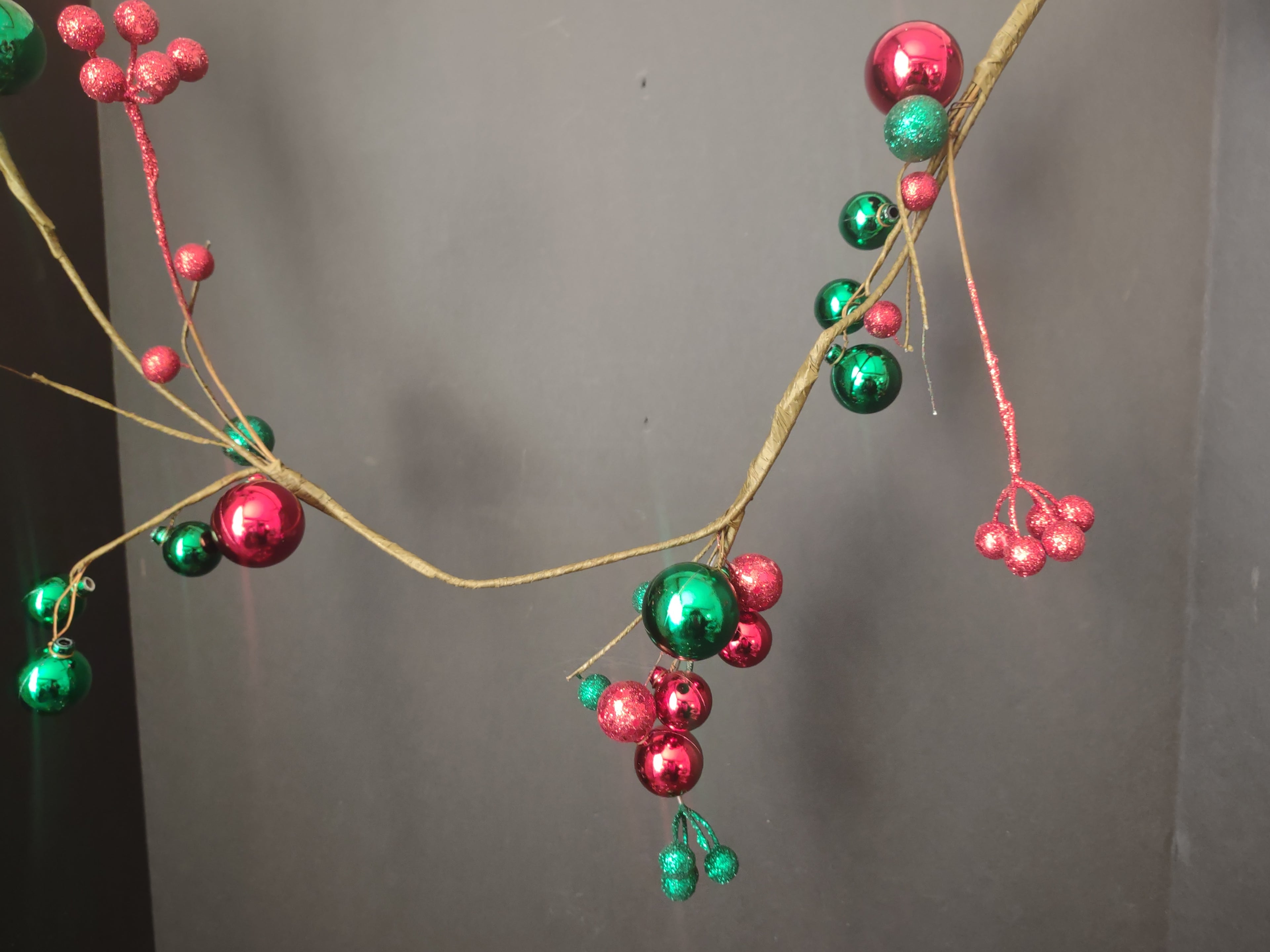Set 3 Twig Garland 5-1/2 ft Round Ornament Gold Red Green (lot 1268)