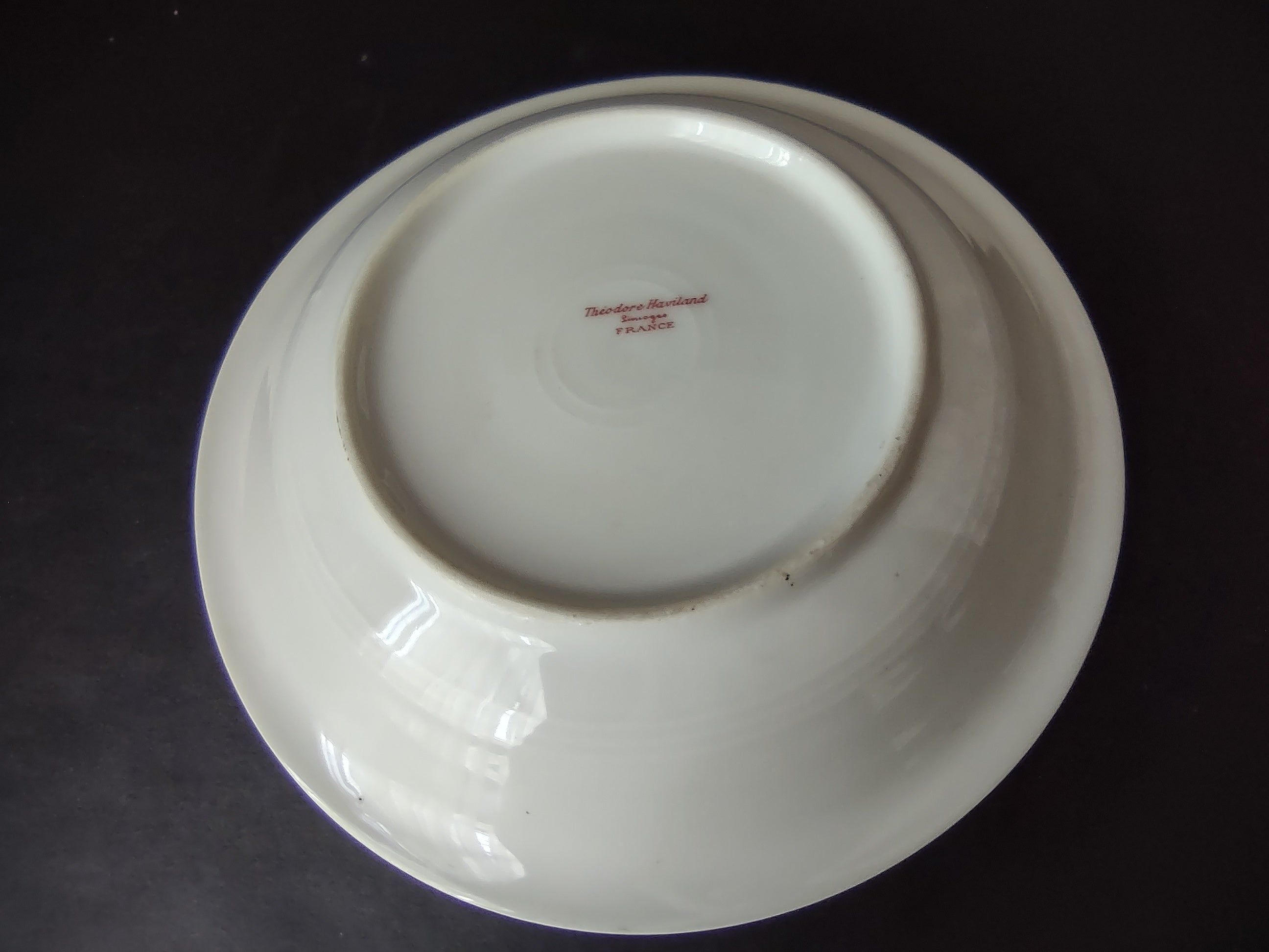 Haviland Limoges Cream Soup Plate 7-12" Gold Trim Rose French Chic (lot 990)