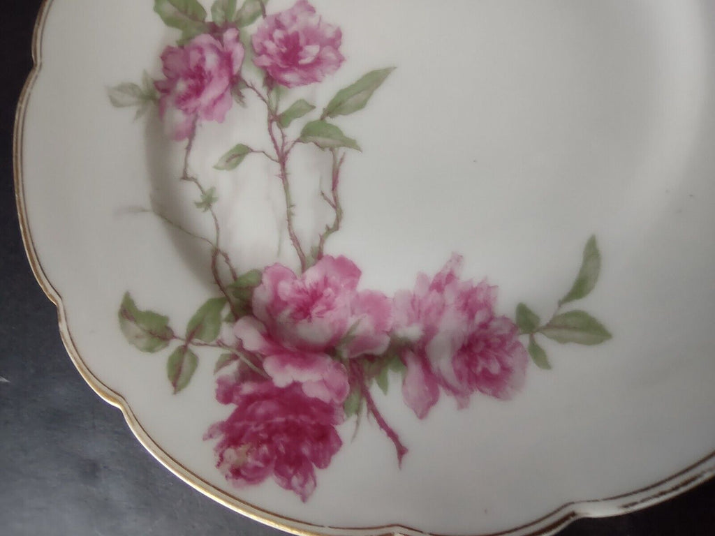 Haviland Limoges Baltimore Rose Salad Plate Gold Trim 8-1/4" (lot 488)
