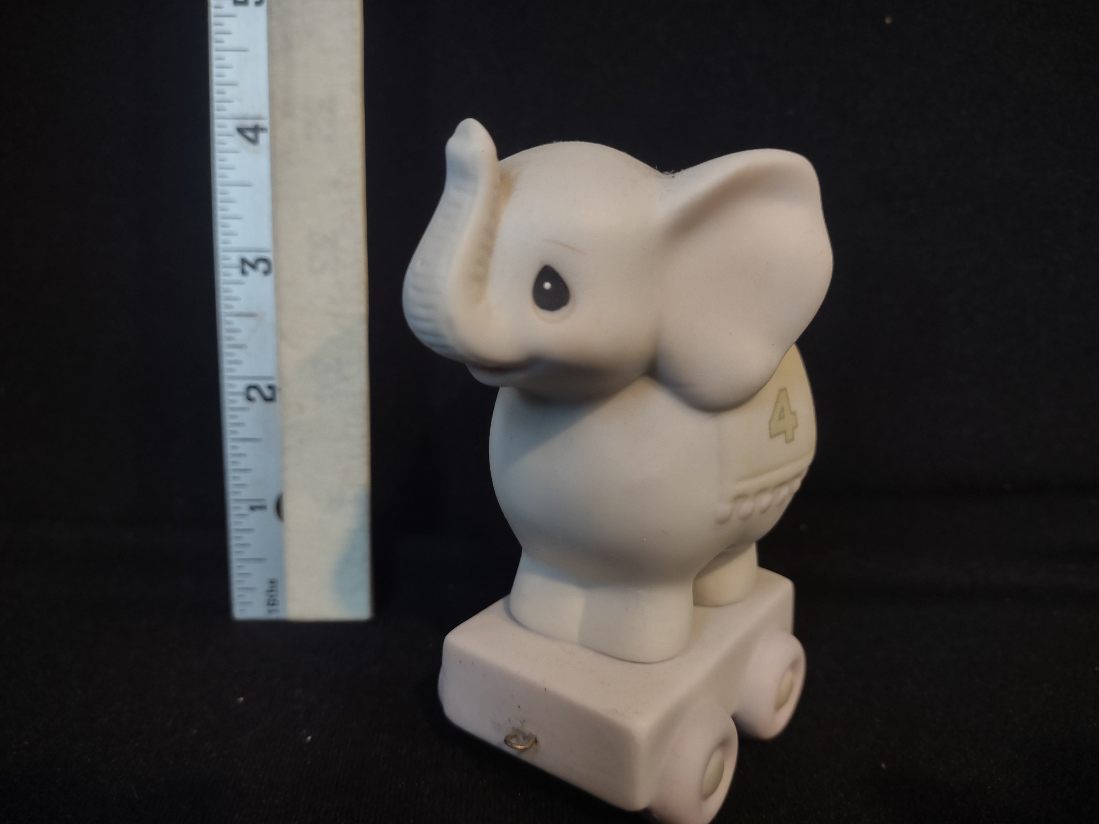 Precious Moments Birthday Train Year #4 Elephant Porcelain (lot 2557c)