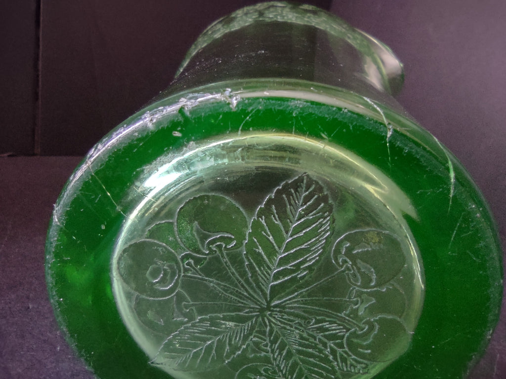 Green Light Up Uranium Glass Pitcher Jeanette Flat Panel Cherry Blossom lot 2718