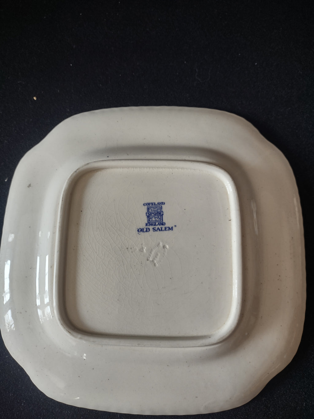 Vintage Copeland Spode Plate Old Salem Blue Earthenware IMPERFECT (Lot 5817)