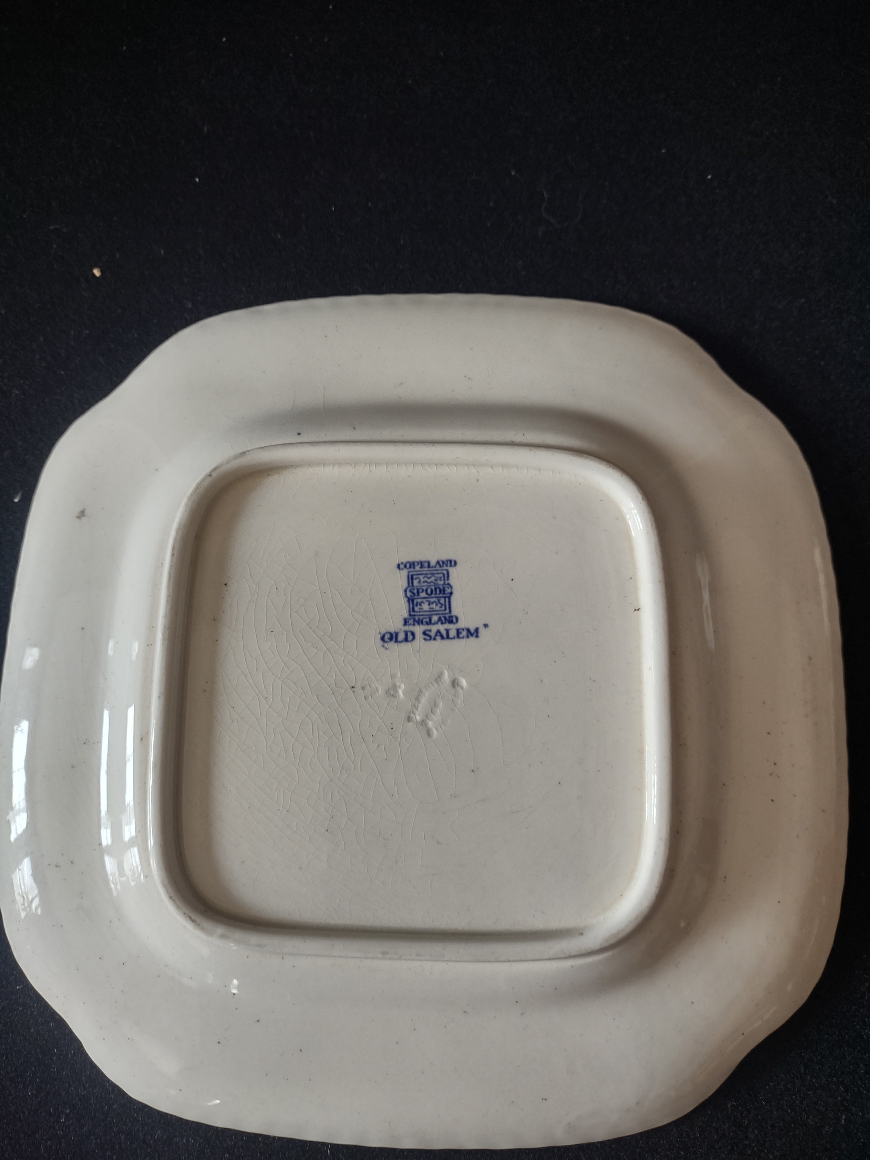 Vintage Copeland Spode Plate Old Salem Blue Earthenware IMPERFECT (Lot 5817)