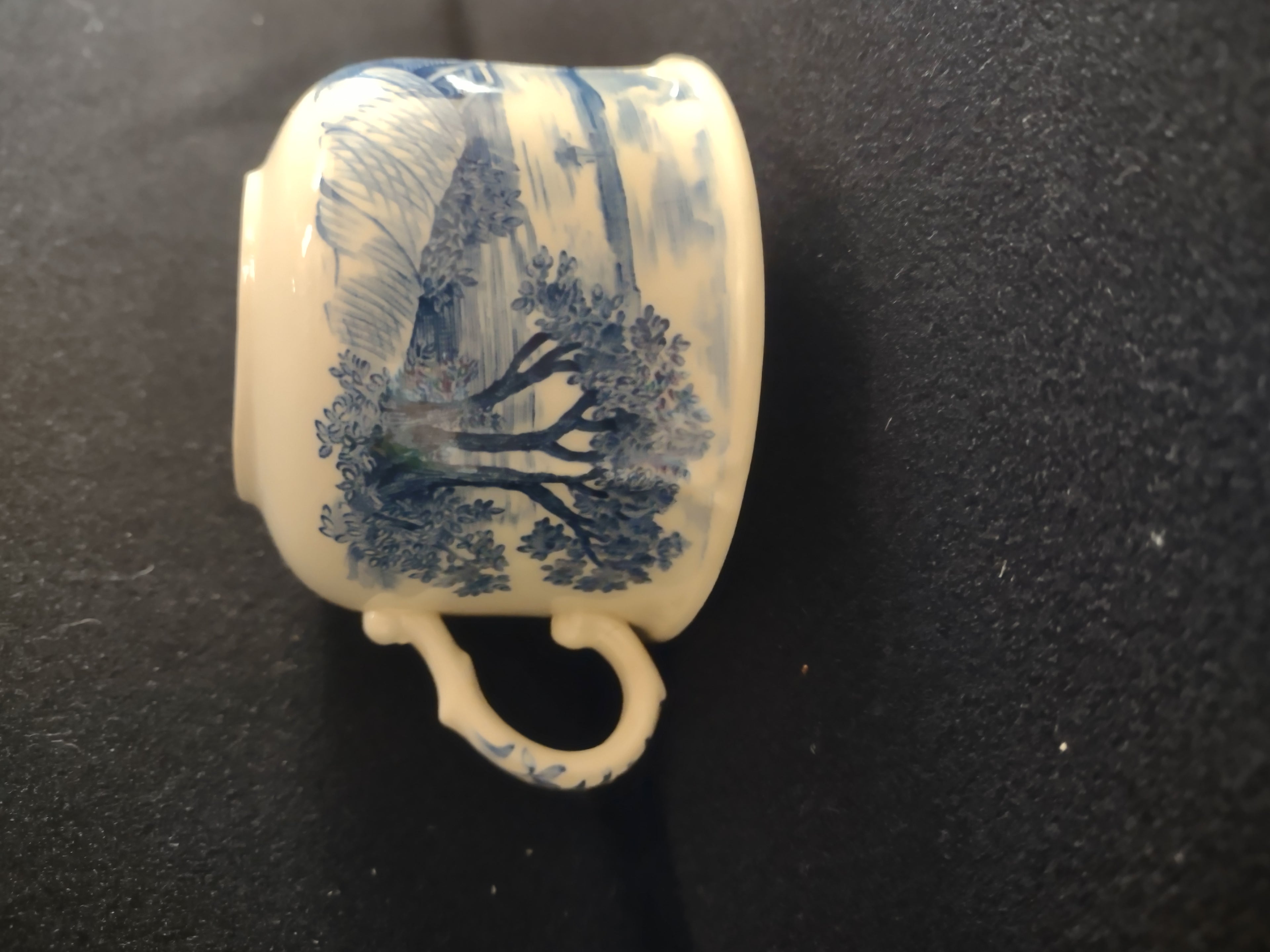 Vintage Staffordshire England Teacup Ironstone Blue Landscape (Lot 5637)