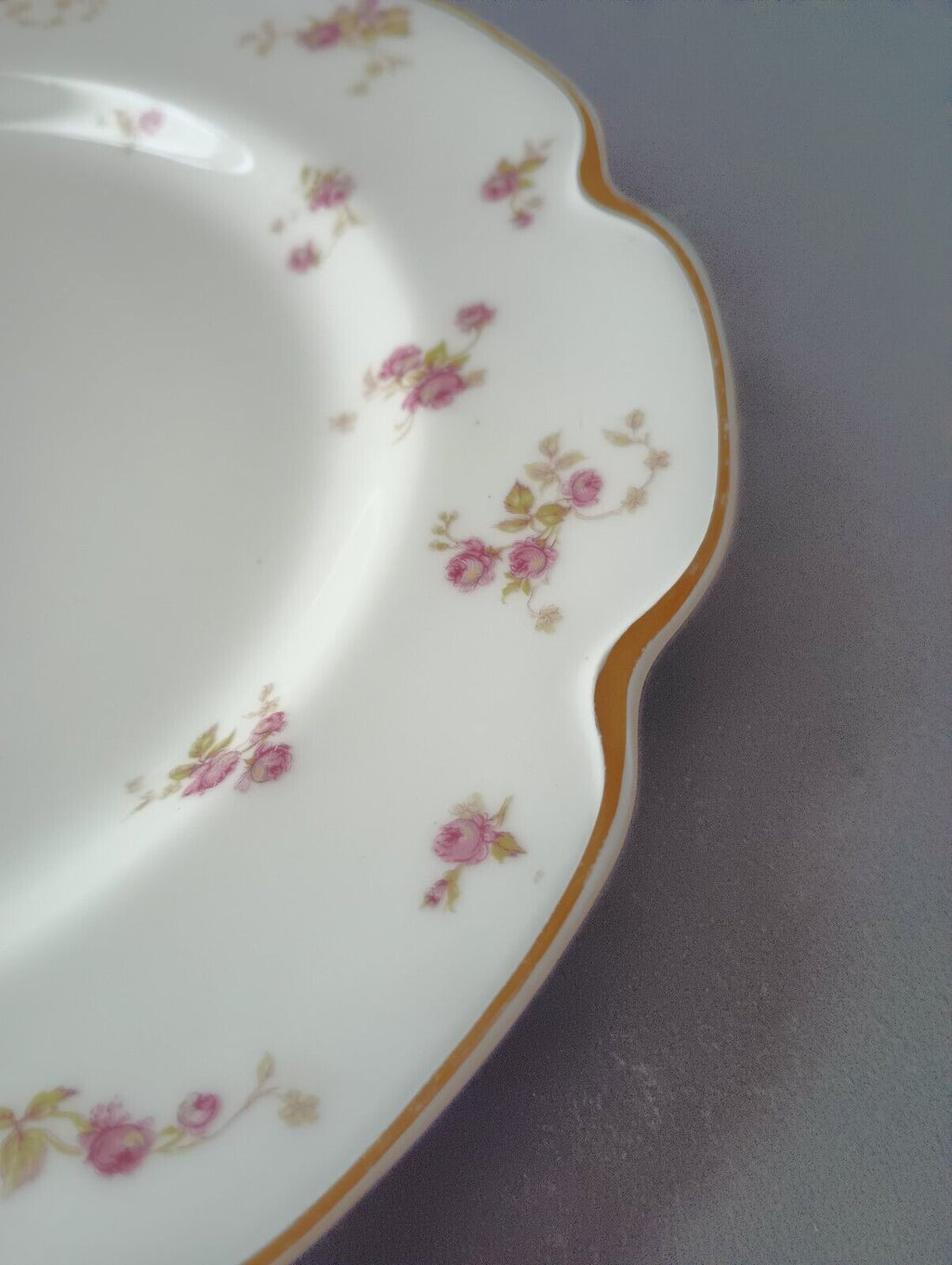 Haviland Limoges Set of 2 Bread/Butter 6-1/4" Gold Trim Roses (lot 381)