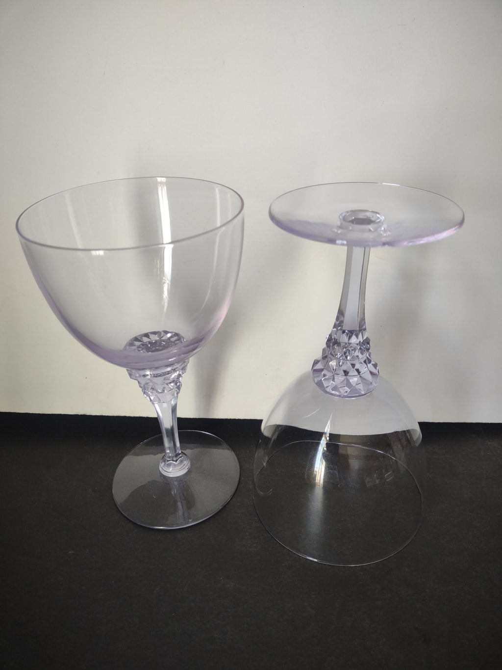 Set of 2 Tiffin Franciscan Twilight Blue Purple Violet 6-1/2" Goblets (lot 2719)