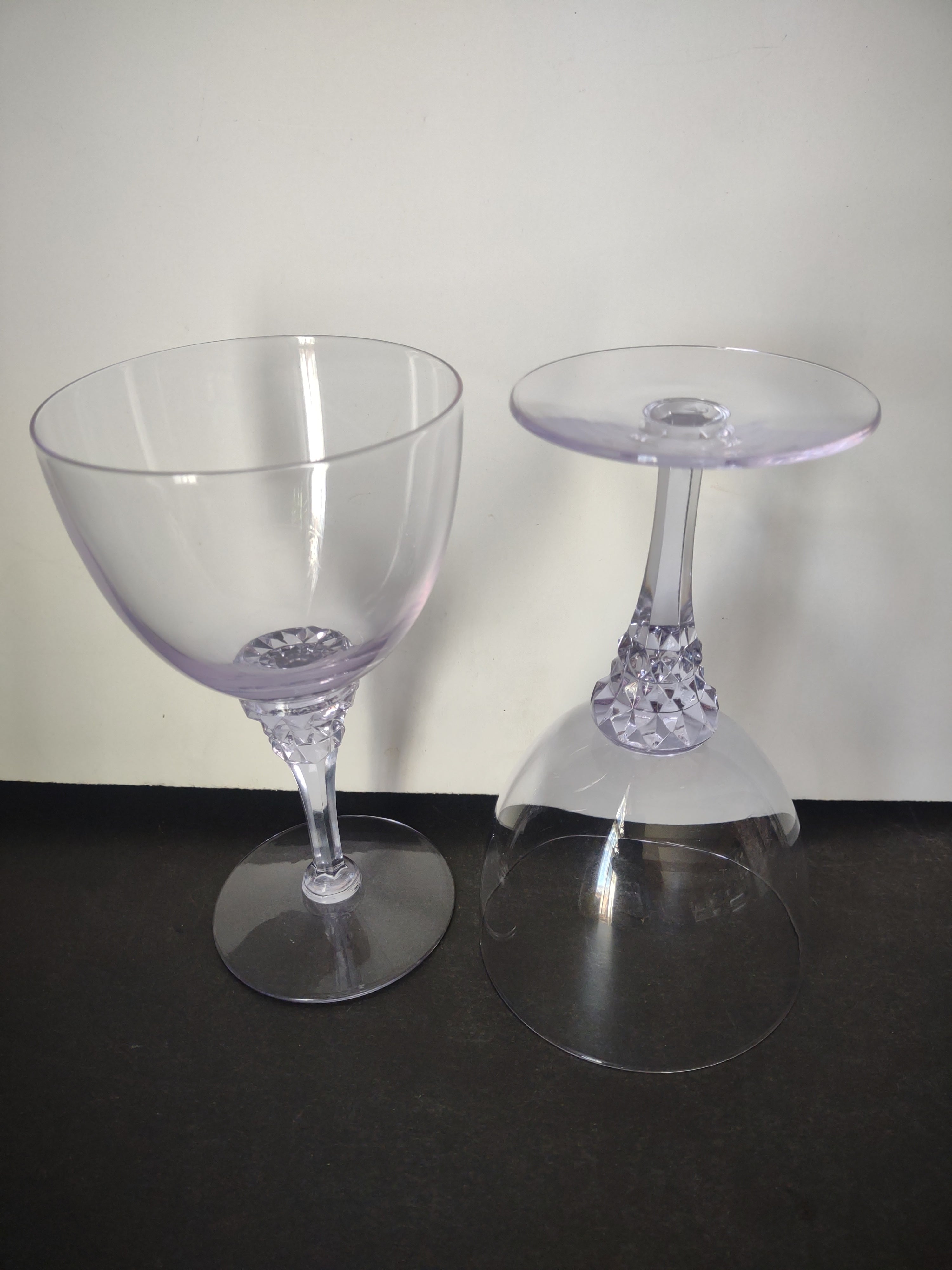 Set of 2 Tiffin Franciscan Twilight Blue Purple Violet 6-1/2" Goblets (lot 2719)
