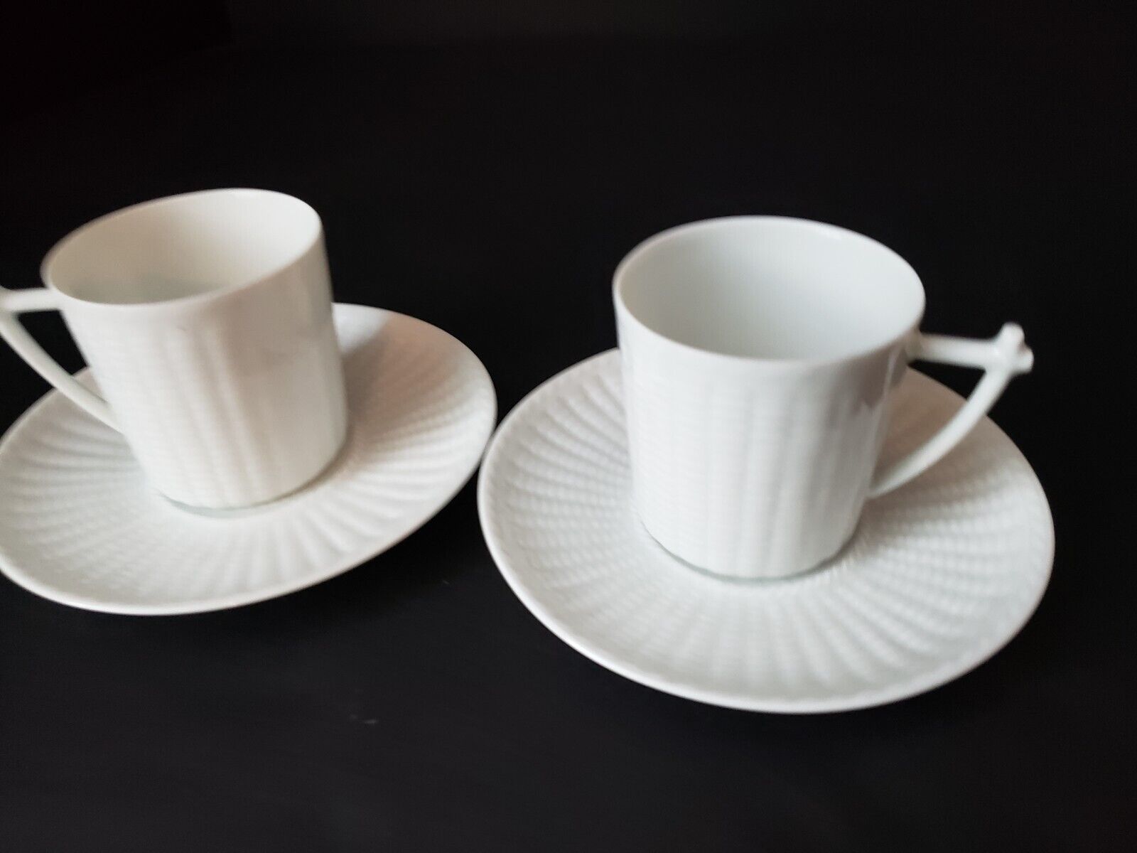 CH Field Vintage 2 x Demitasse Espresso Coffee Cup White Whicker Design (lot 652