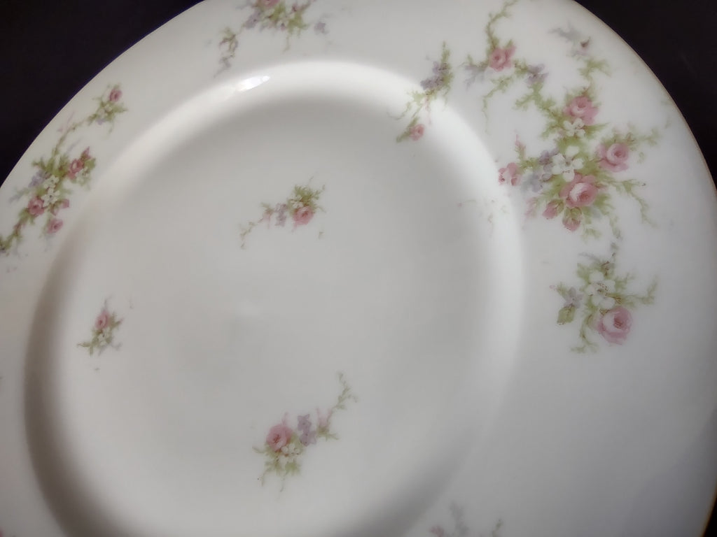 Haviland Limoges Dinner Plate Rose White Purple Flower Moss (lot 896)