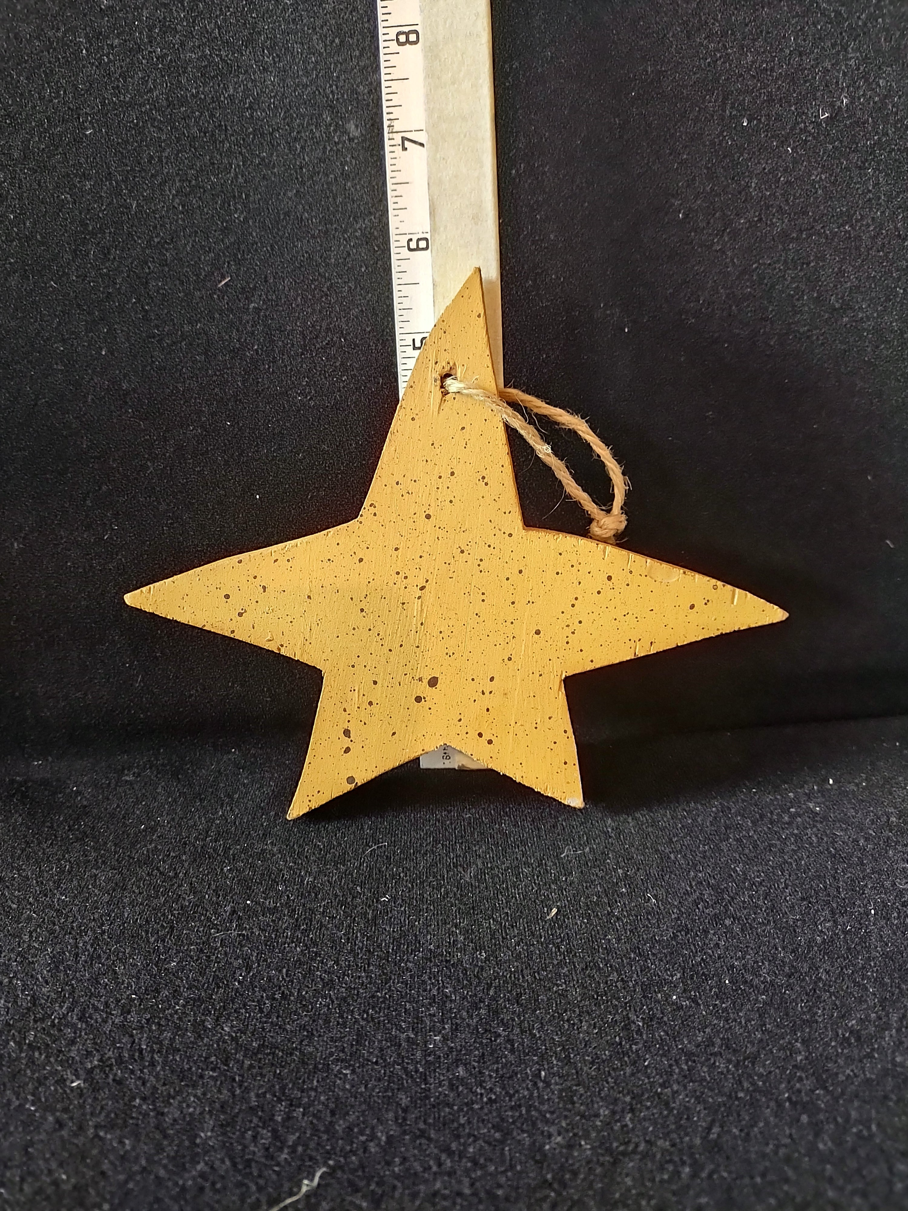 Rustic Christmas Wooden Stars 1 Decorated 8" 2 Small 1 Speckled (Lot 4641)