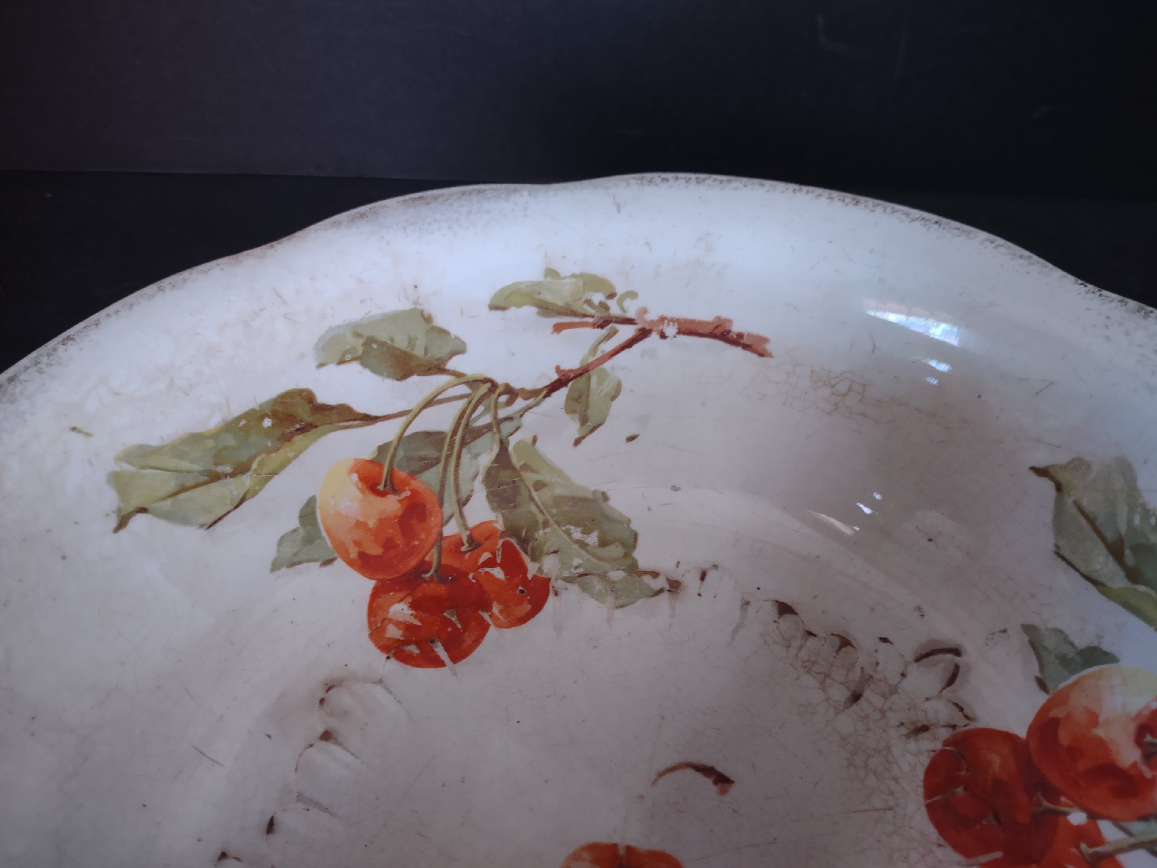 Vintage Bowl Heavy Crazing Anchor Pottery Farmhouse Semi-Porcelain (lot 3432t)