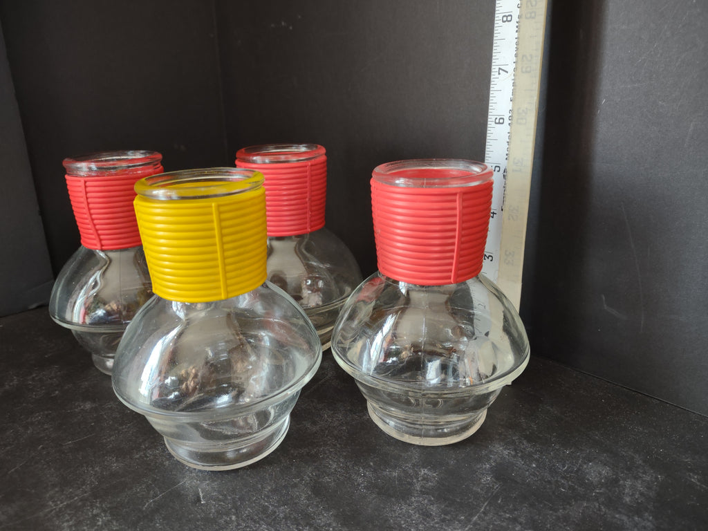 Vintage Hottle Carafe Clear Glass x 4 NO Lid Glasbake Red Yellow (lot 5314)