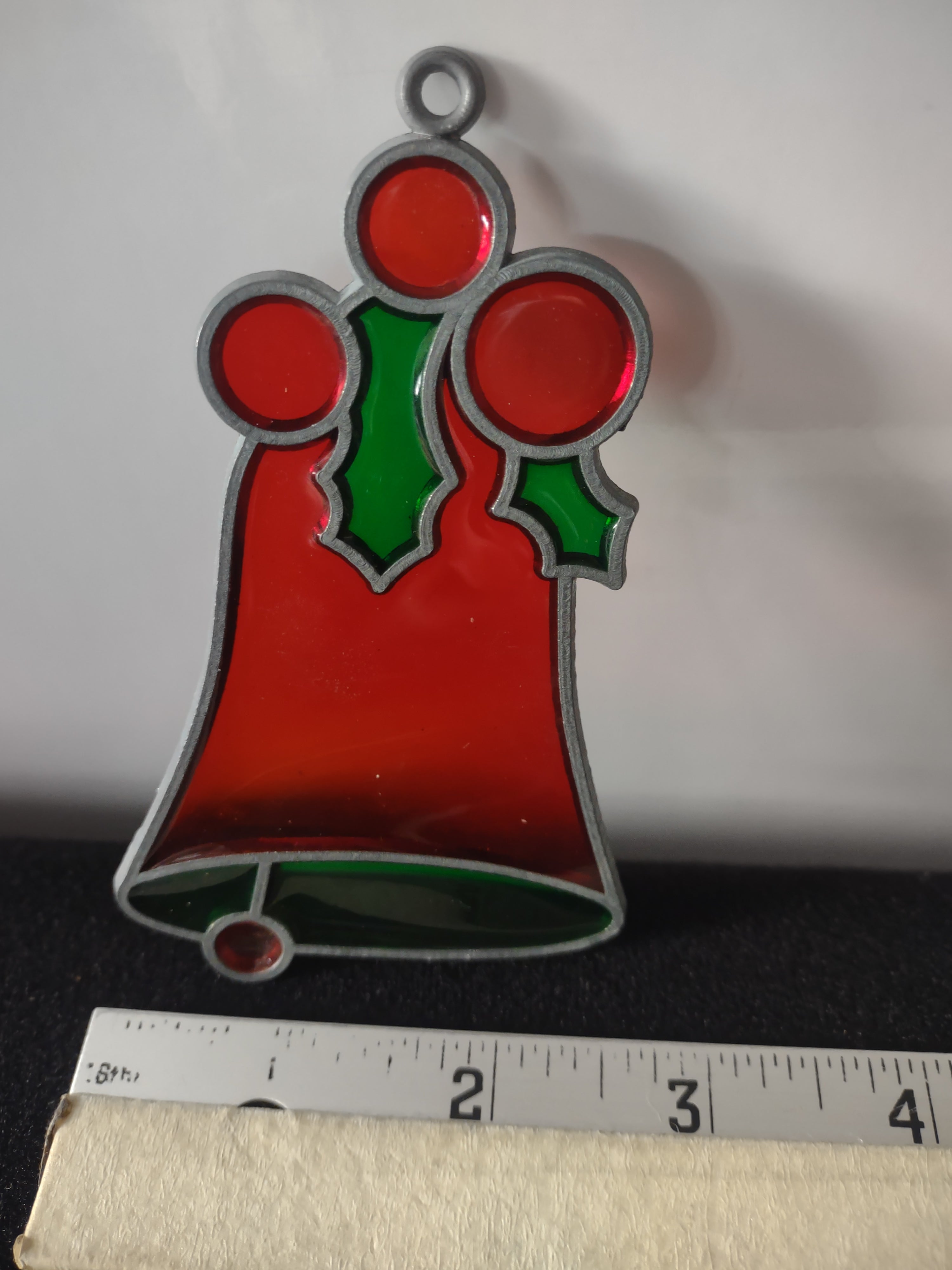 Vintage Christmas Tree Santa Wreath Bell Stained Glass Ornaments (Lot 4625)