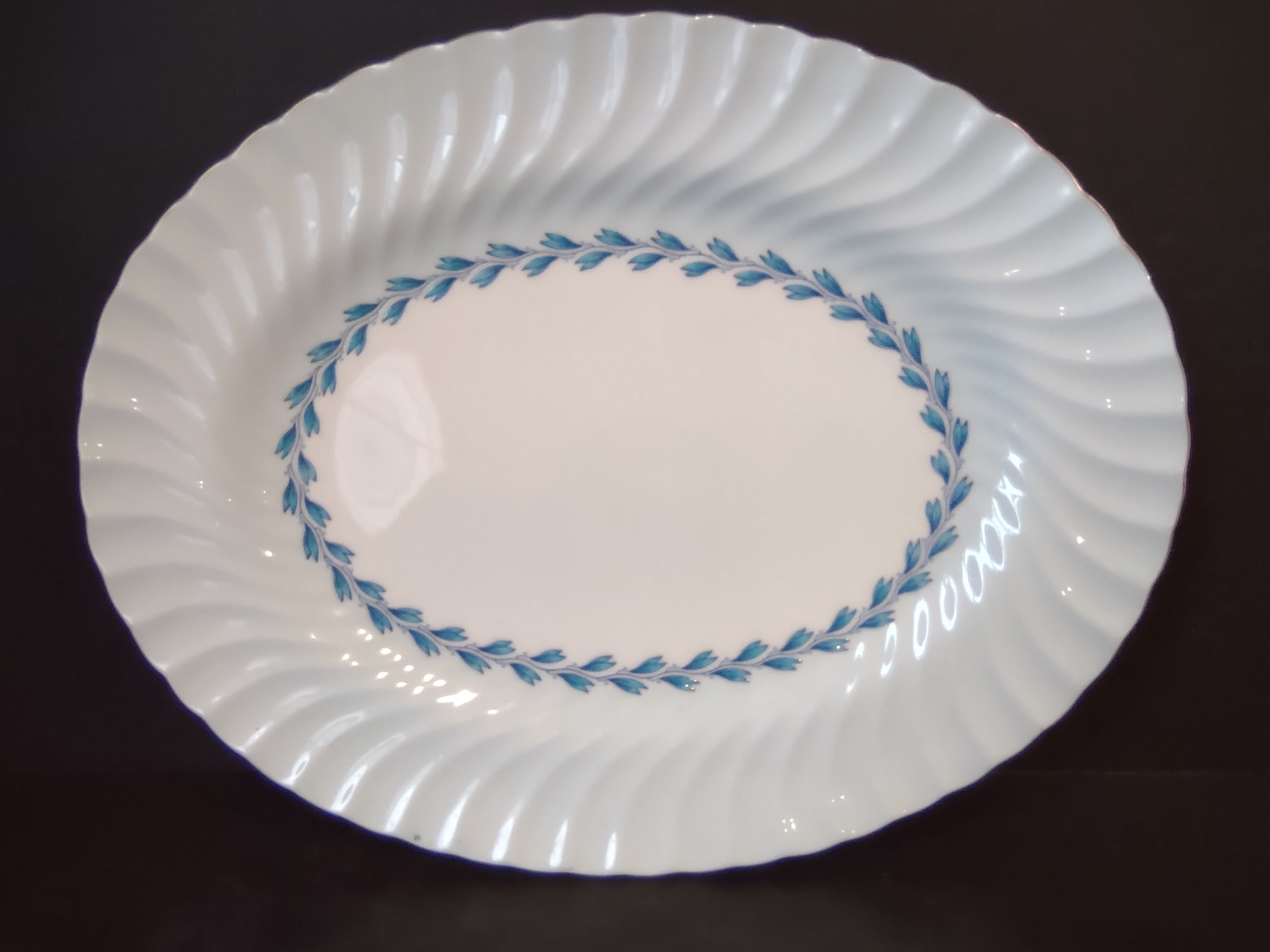 Vintage Minton Bone China Cheviot Blue Serving Platter 12"x9" (lot 5433)