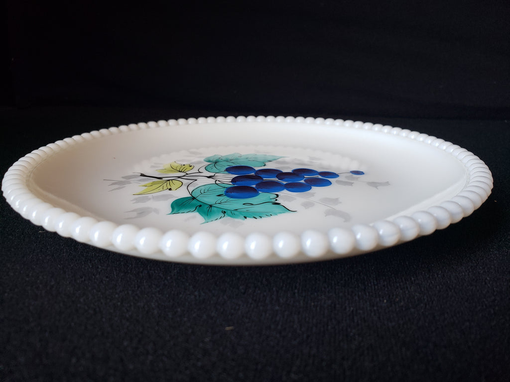 Vintage Westmoreland Grape Motif Milk Glass Dessert Plate (lot 2186)