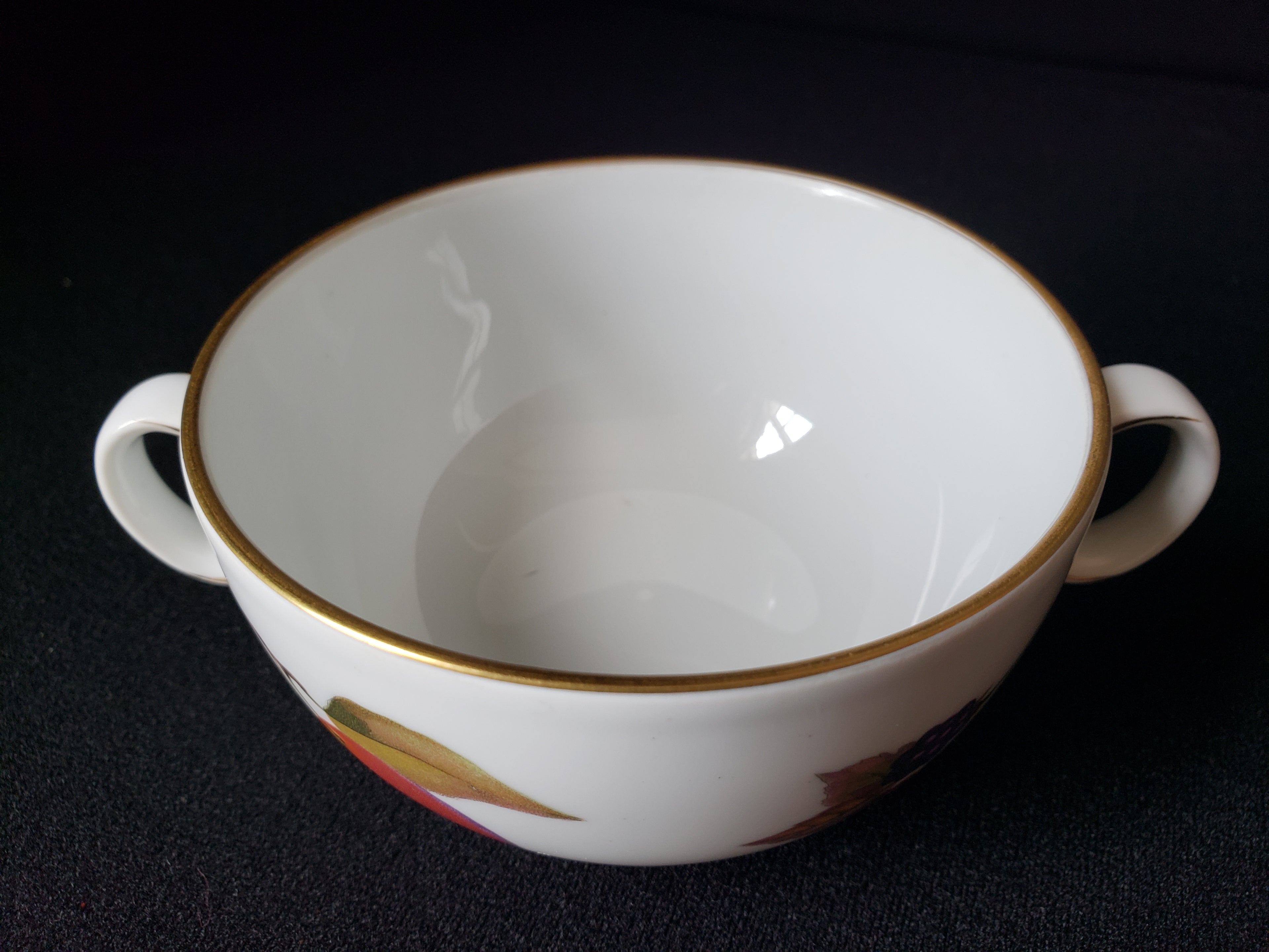 Vintage Royal Worcester Evesham Two Handle Bouillon Cup with Saucer (lot 2079)