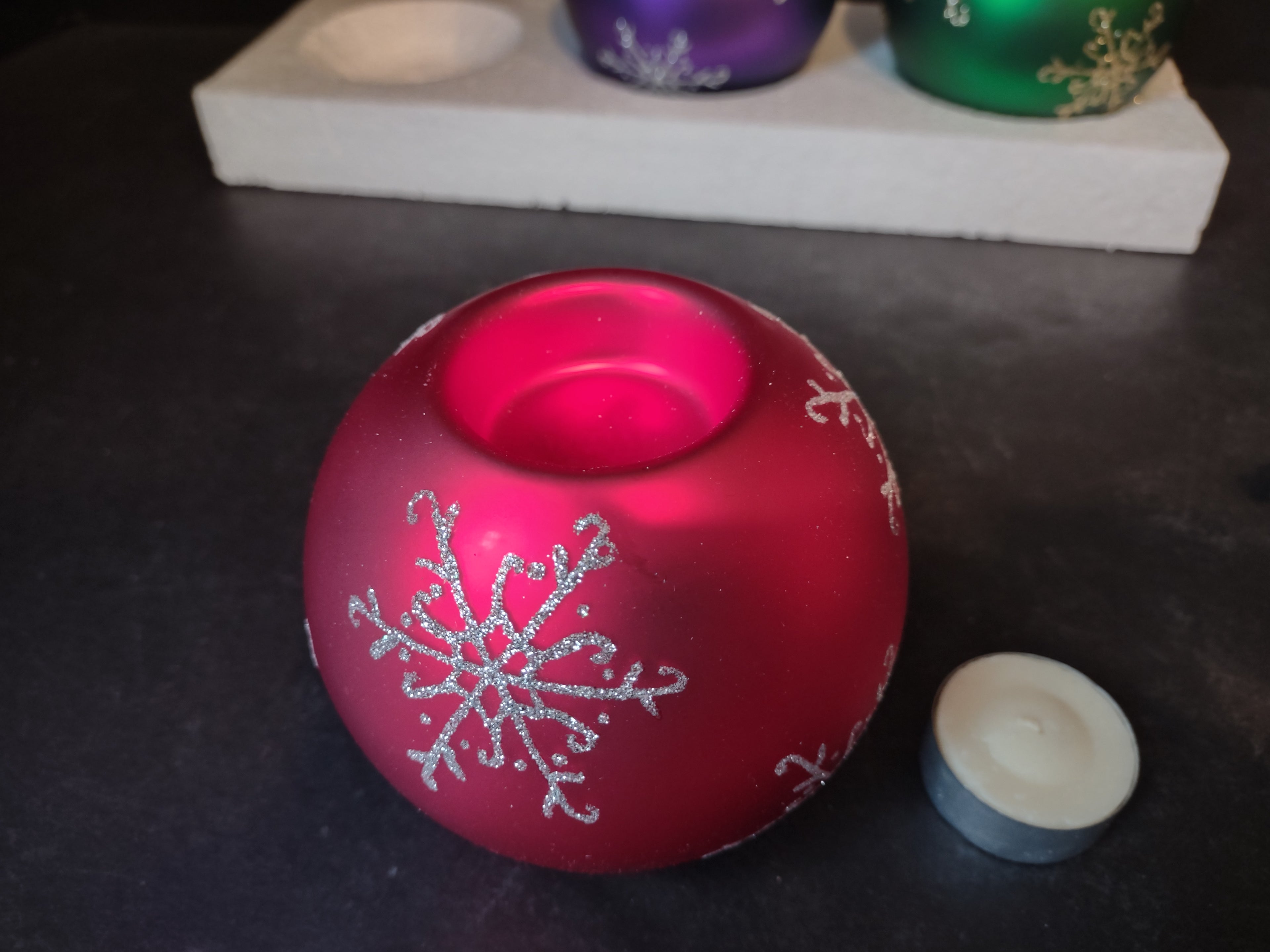 Three to Glow Holiday Christmas Candle Set Snowflake (lot 2592c)