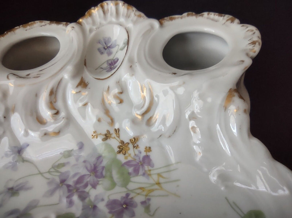 AK CD Limoges France Inkwell Forget me nots Gold Trim (lot 1148)