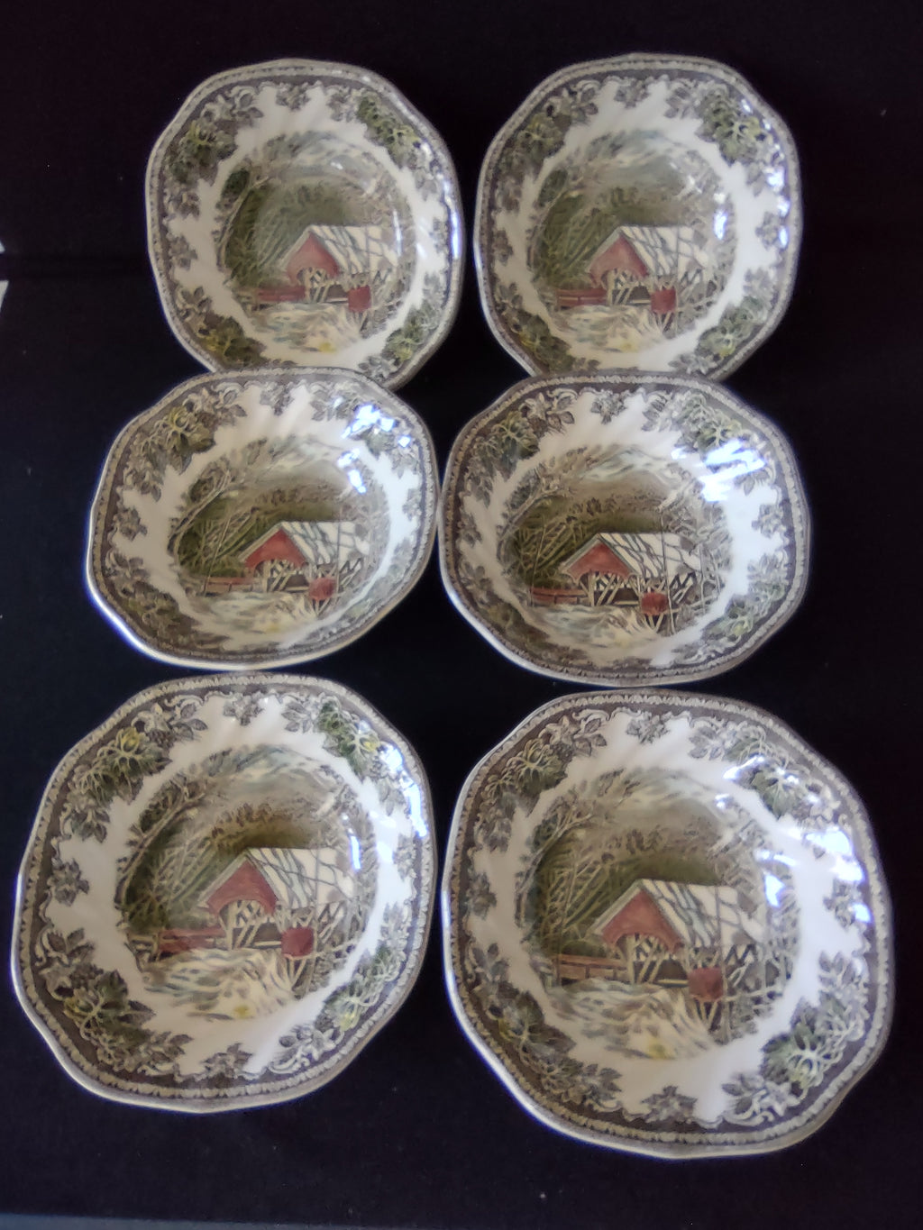 Vintage Johnson Brothers Cereal Bowl The Friendly Village x 6 (Lot 5531)