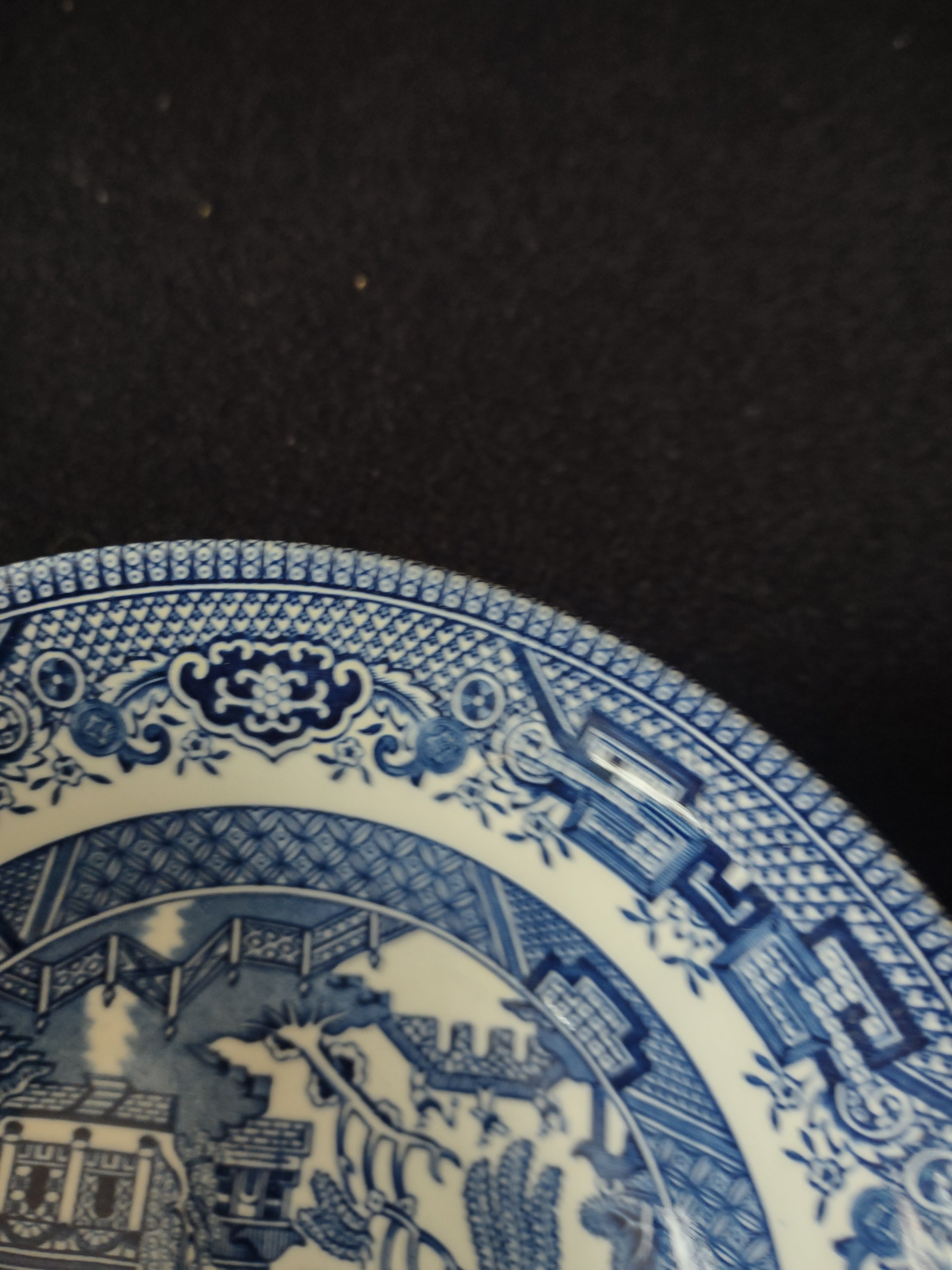 Vintage Churchill Teacup Cereal Bowl Ironstone Blue Willow Set Of 2 (Lot 5586)
