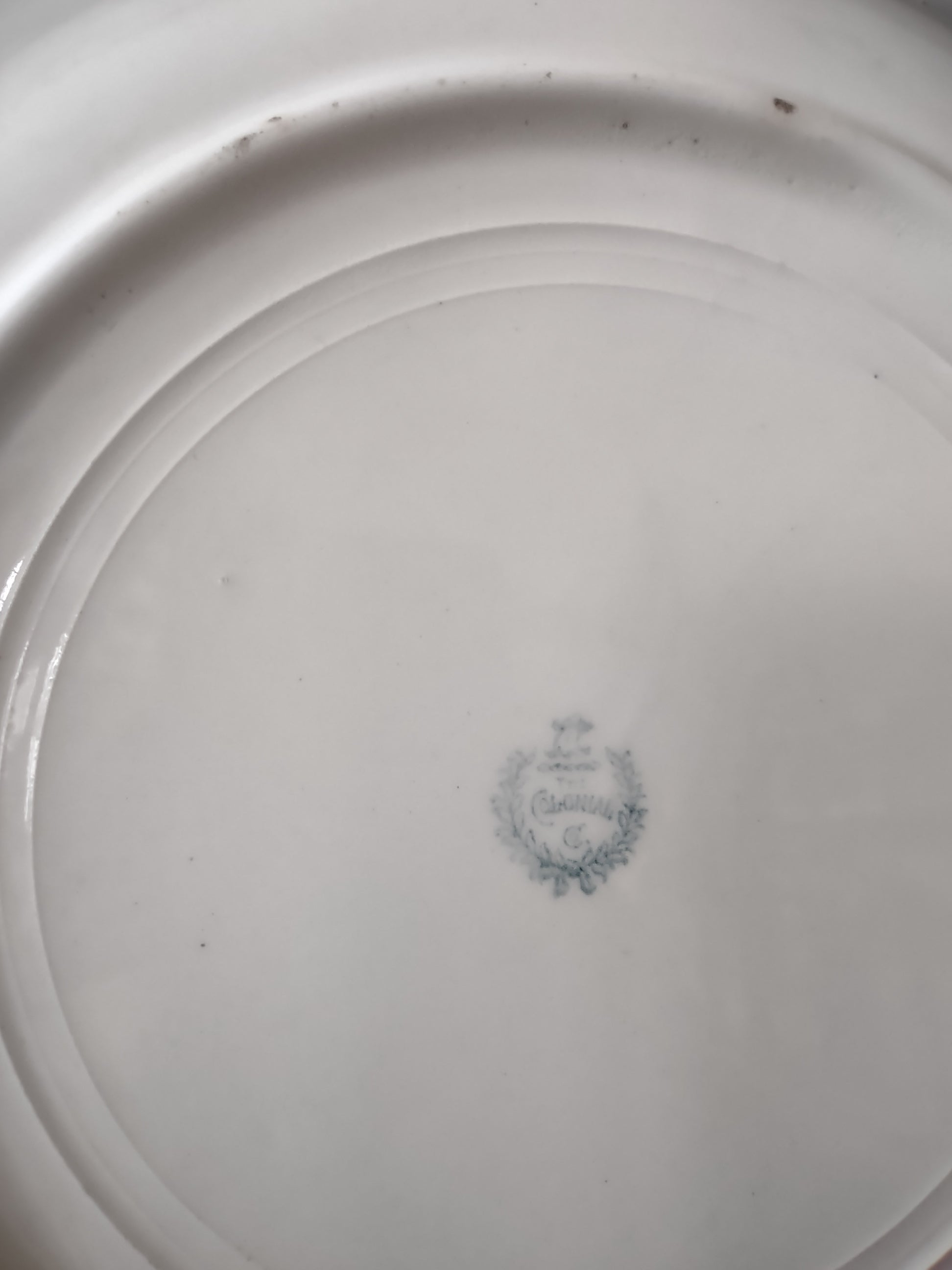 Vintage The Colonial Co. Round Serving Platter Roses CRAZING (lot 5831)