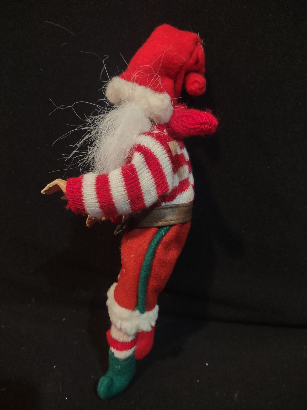Vintage Christmas Santa Claus Red White Sweater Socks Mismatch Slippers (Lot4543