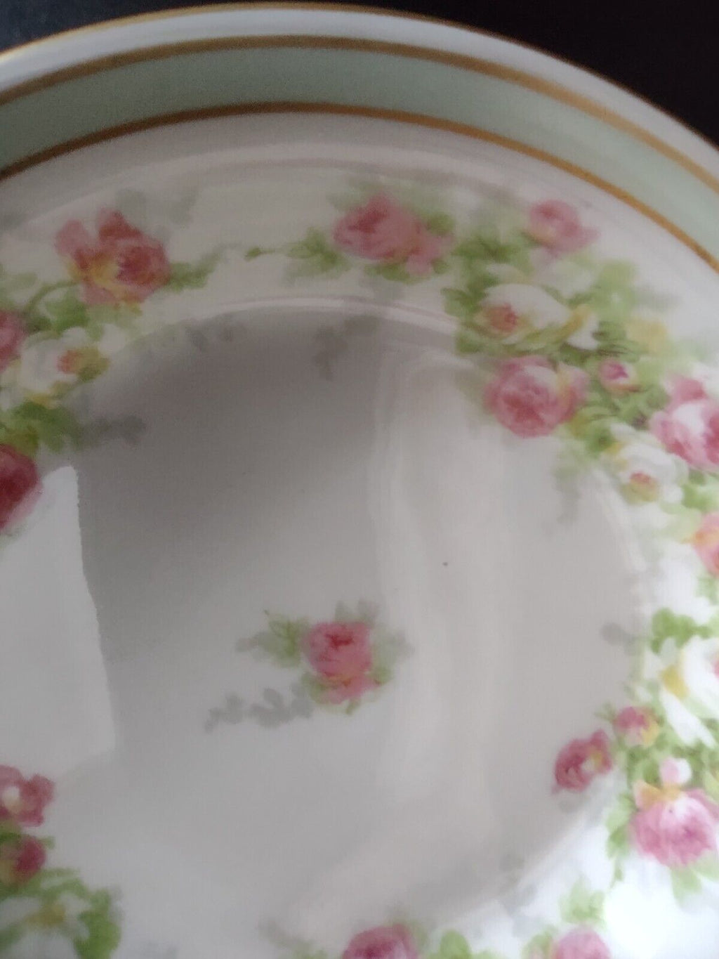 Coronet Limoges France 5 x Bowl 5-1/4" Mint Band Gold Trim Pink Rose (lot 552)