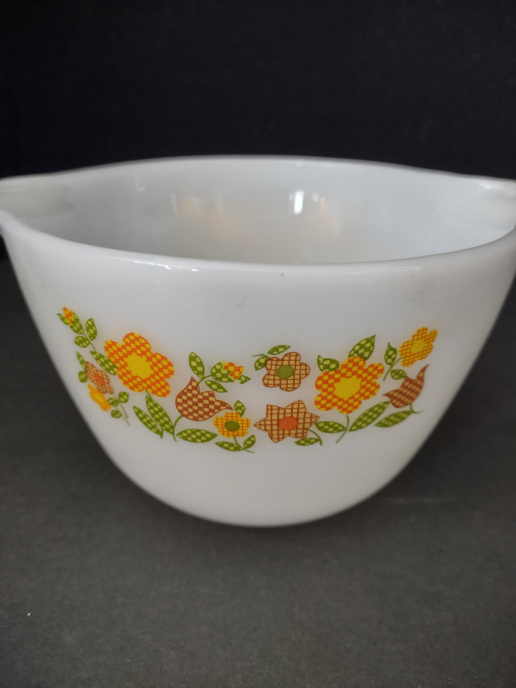Vintage Fire King Cinderella Mixing Bowl Gingham Garden Floral (Lot 5313)