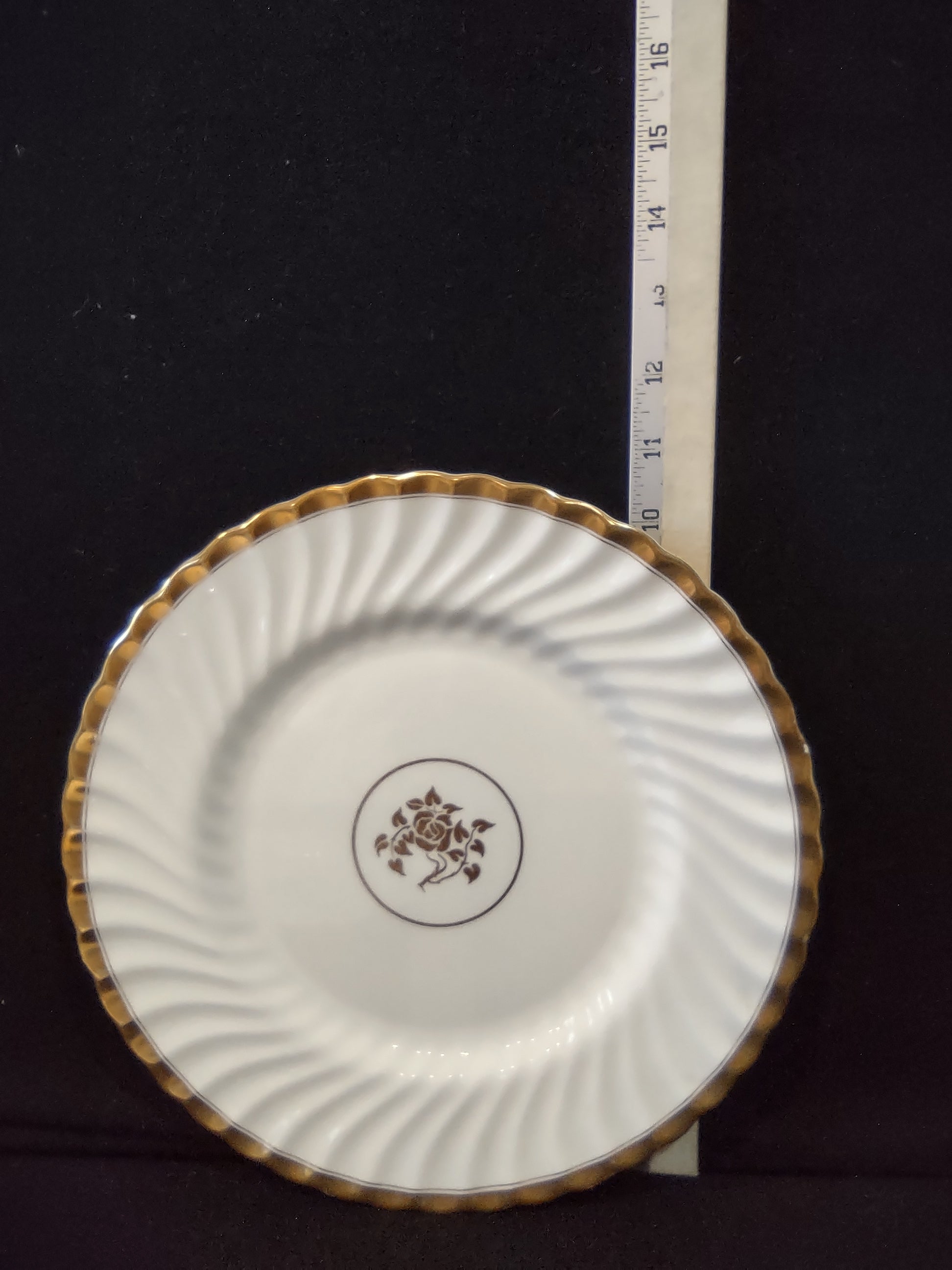 Vintage Minton Gold Rose Dinner Plate England Bone China Gold Trim x 3 (Lot 5426