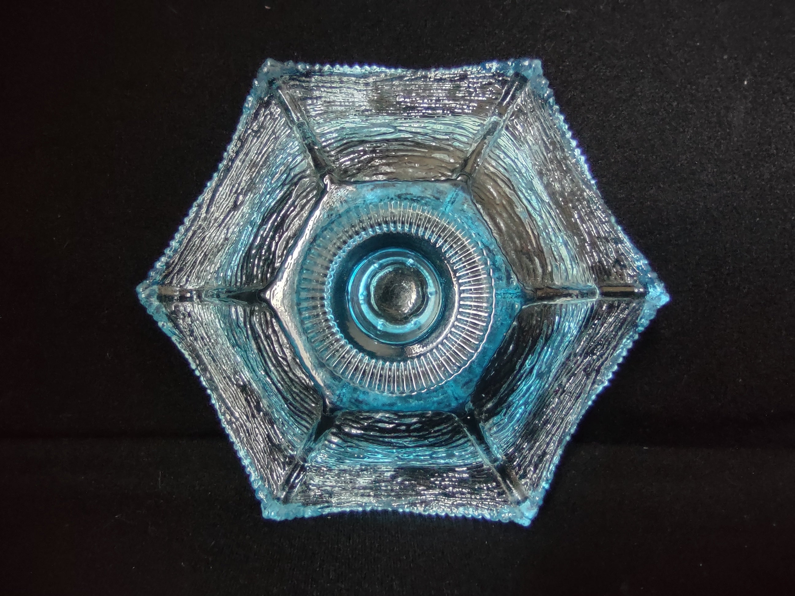 Vintage LE Smith Glass Ocean Blue Beach Candlestick Holder (lot 2775c)