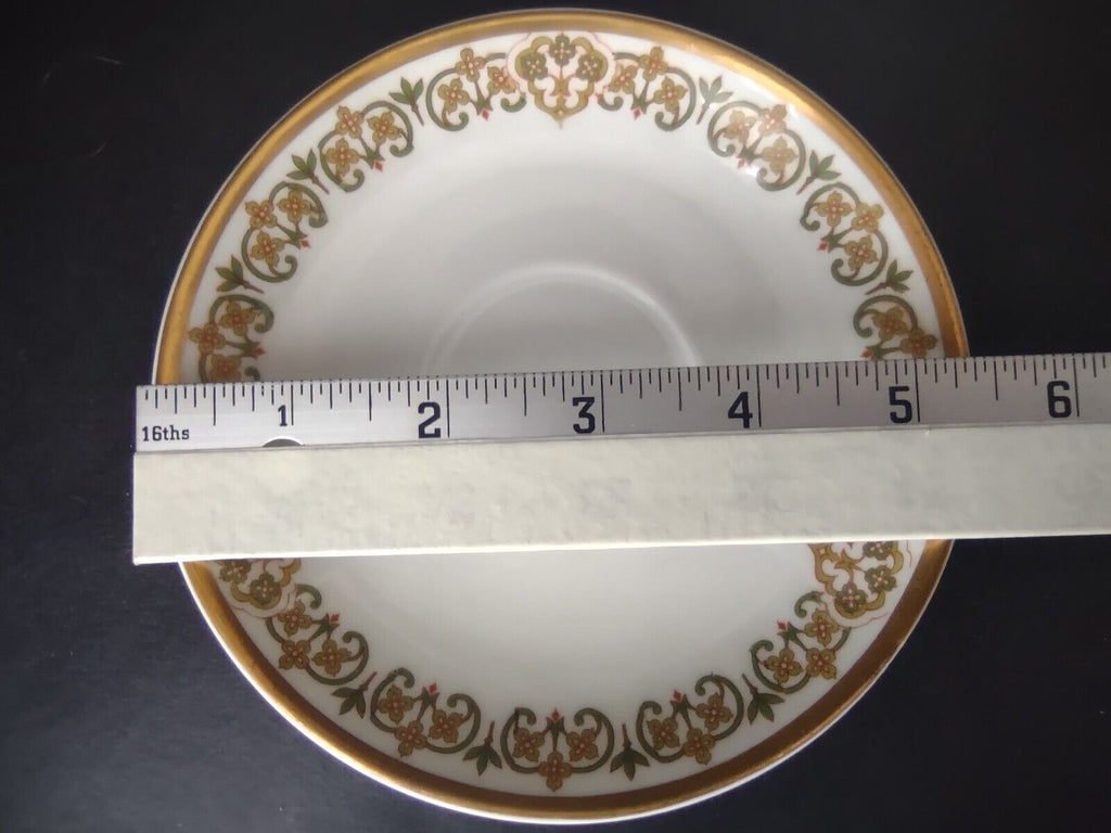 Haviland Limoges 7 x Saucer 5-1/2" Four Leaf Flower Green Red (lot 529)