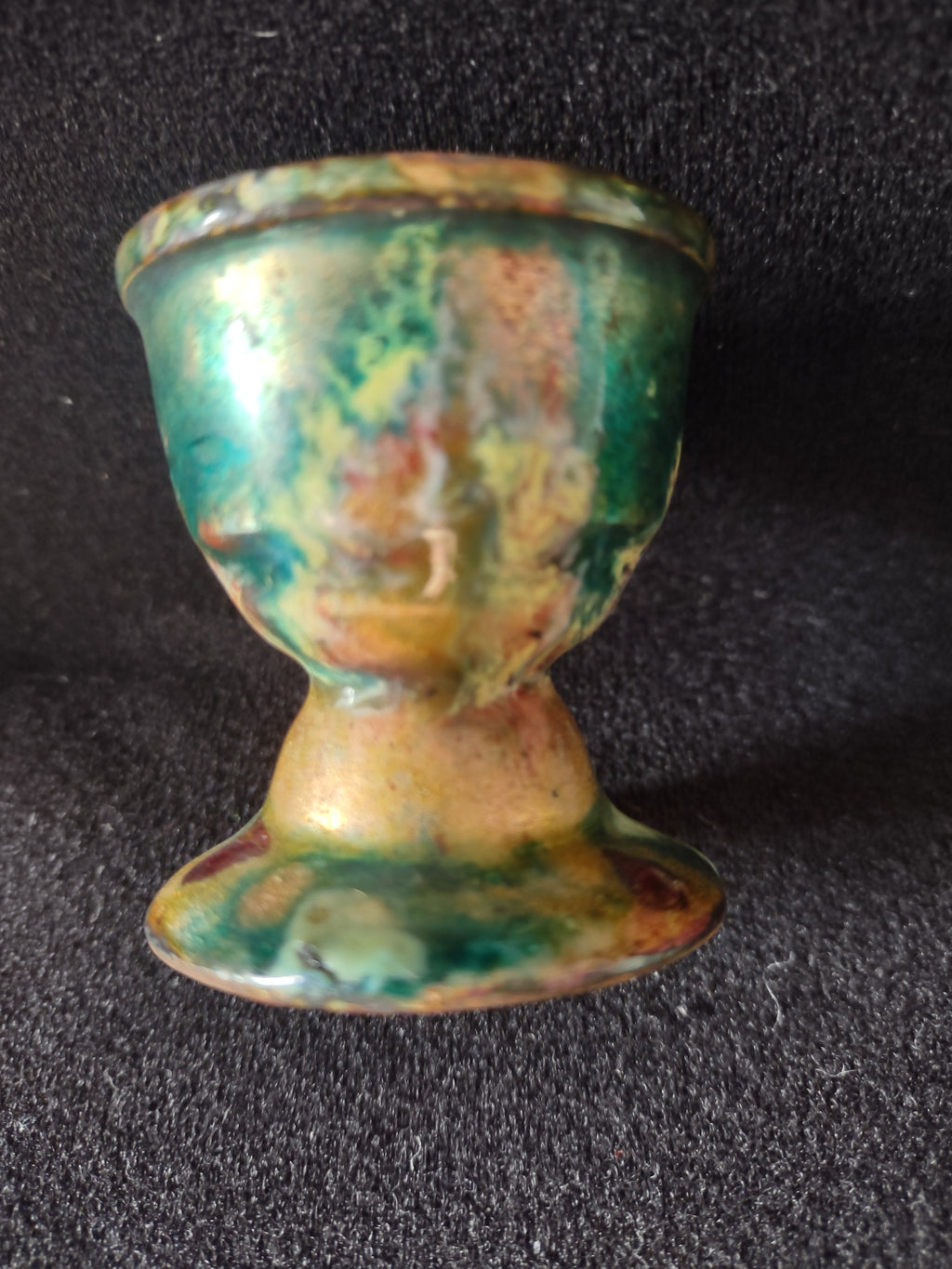 Vintage Dyed Pink Polished Stone Egg Metal Luster Glazed Chalice (Lot 5075)