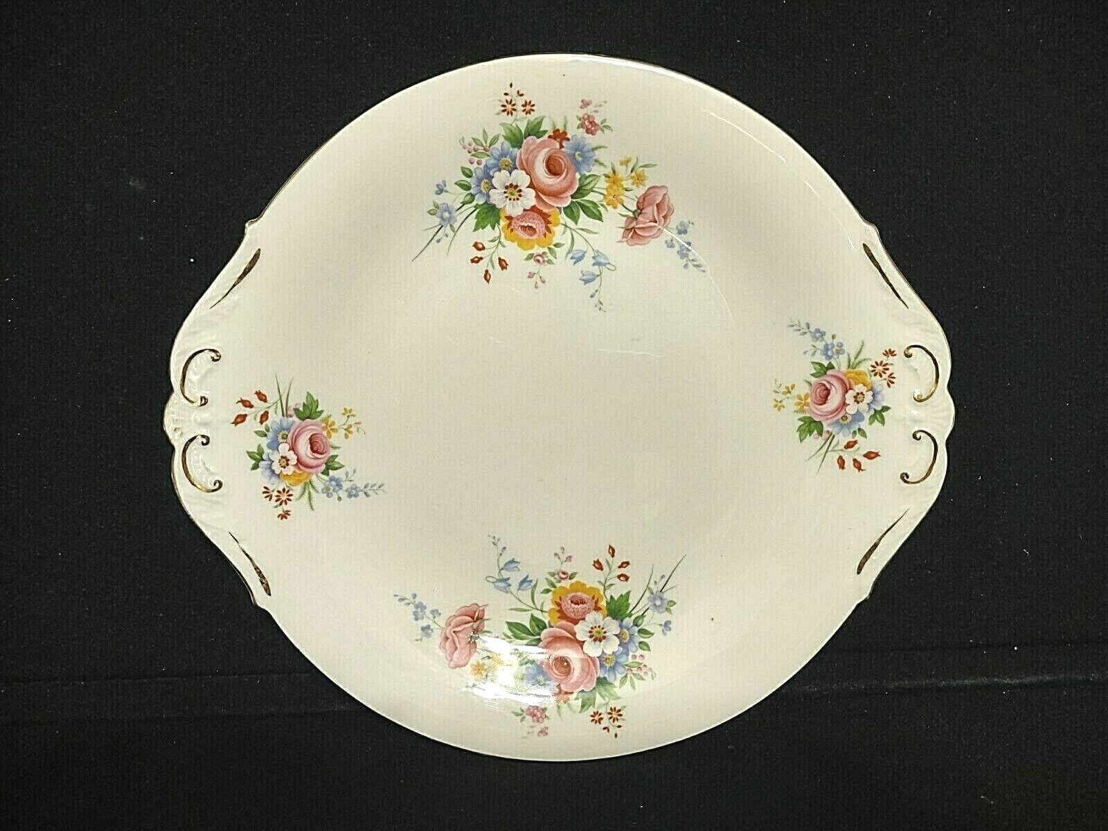 Paragon Fine Bone China Serving Cake Plate Platter Rose Design White Gold (lot 013)