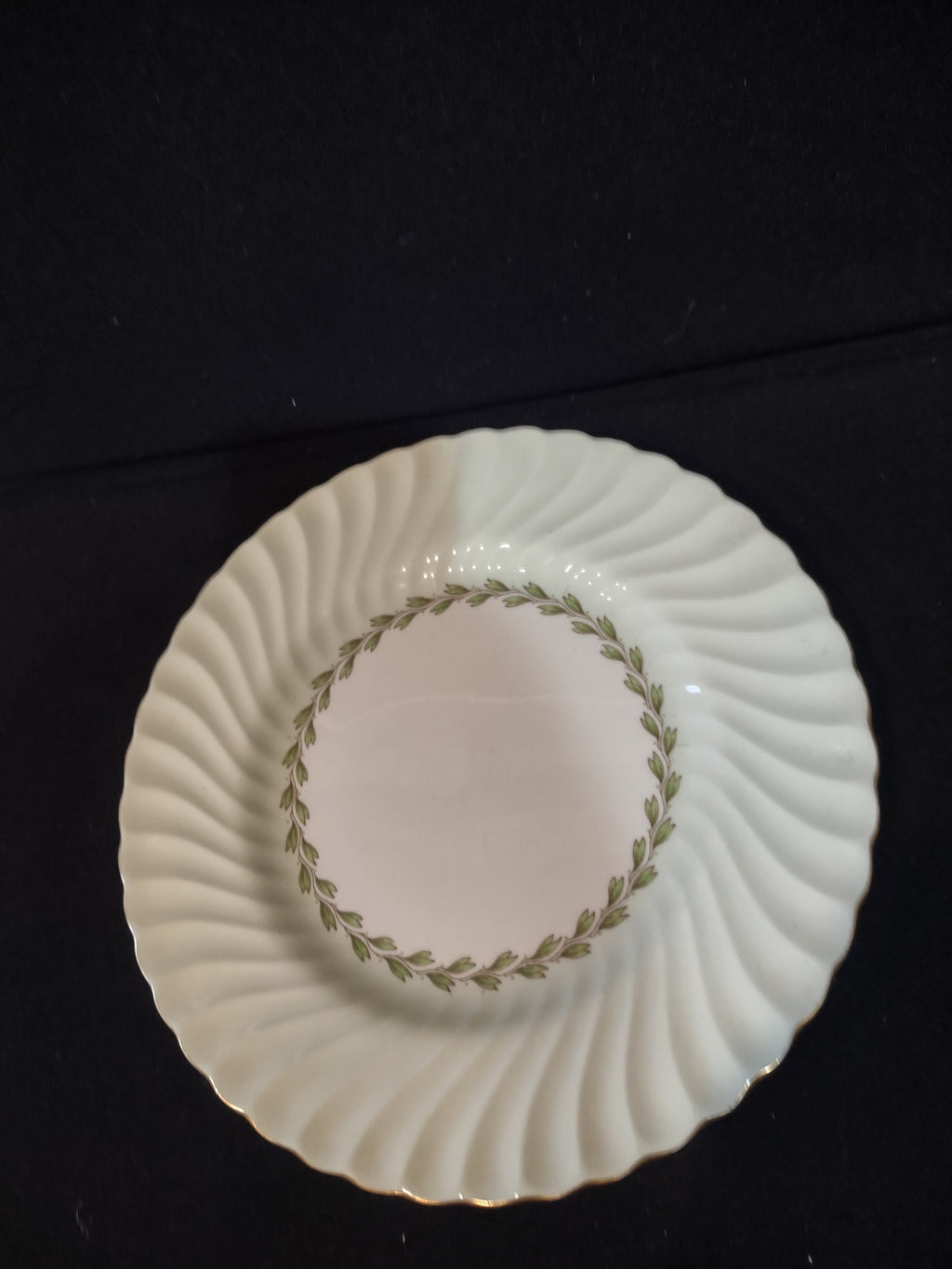 Vintage Minton Cheviot Green Dinner Plate Green Gold Fluted Edge X 2 (Lot 5444)