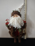 Vintage Rustic Christmas Santa Claus Ceramic Face Berry Trimmed Hat (Lot 3741)
