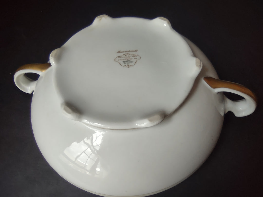 Haviland Limoges Massachusetts Round Tureen NO LID Blue Floral (lot 931)