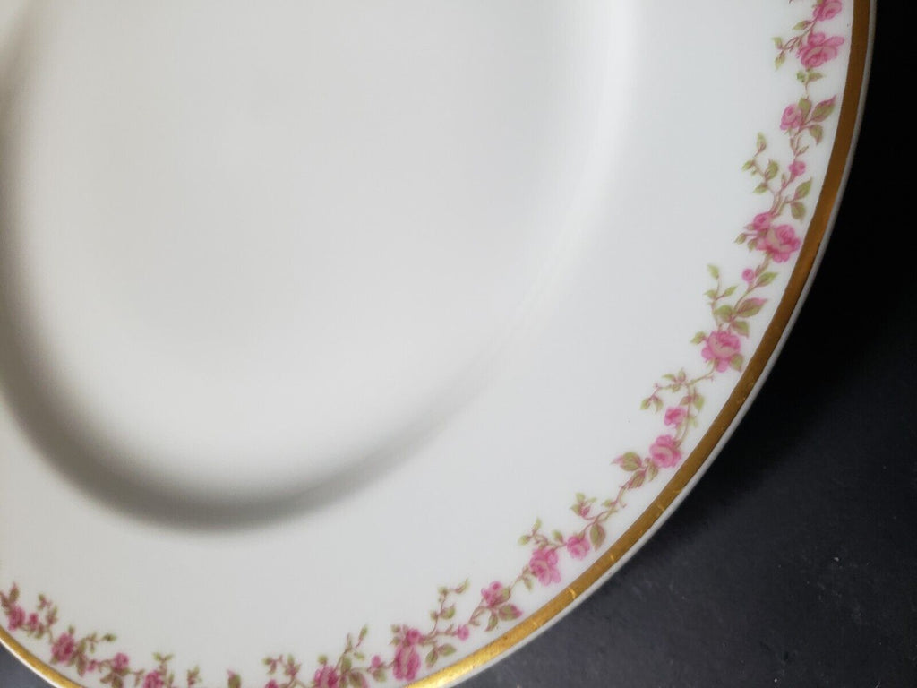 Haviland Limoges France Salad Plate Gold Trim Pink Rose Garland (lot 569)