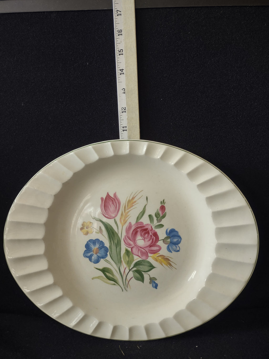 Vintage Luncheon Serving Plate Platter Rosemarie Scallop Edge Floral (Lot 5122)