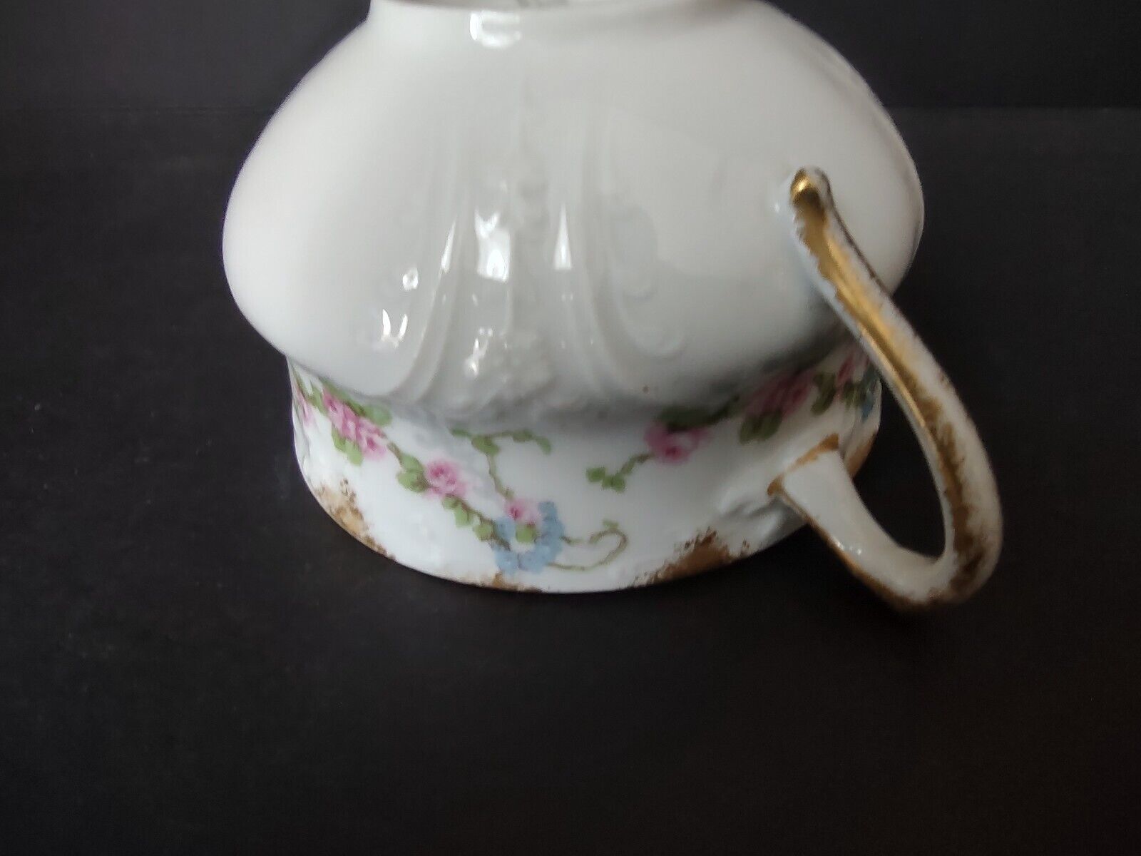 GDA CHf Haviland Limoges Gold Trim Pink Rose Swag Garland Bullion Cup (lot 483