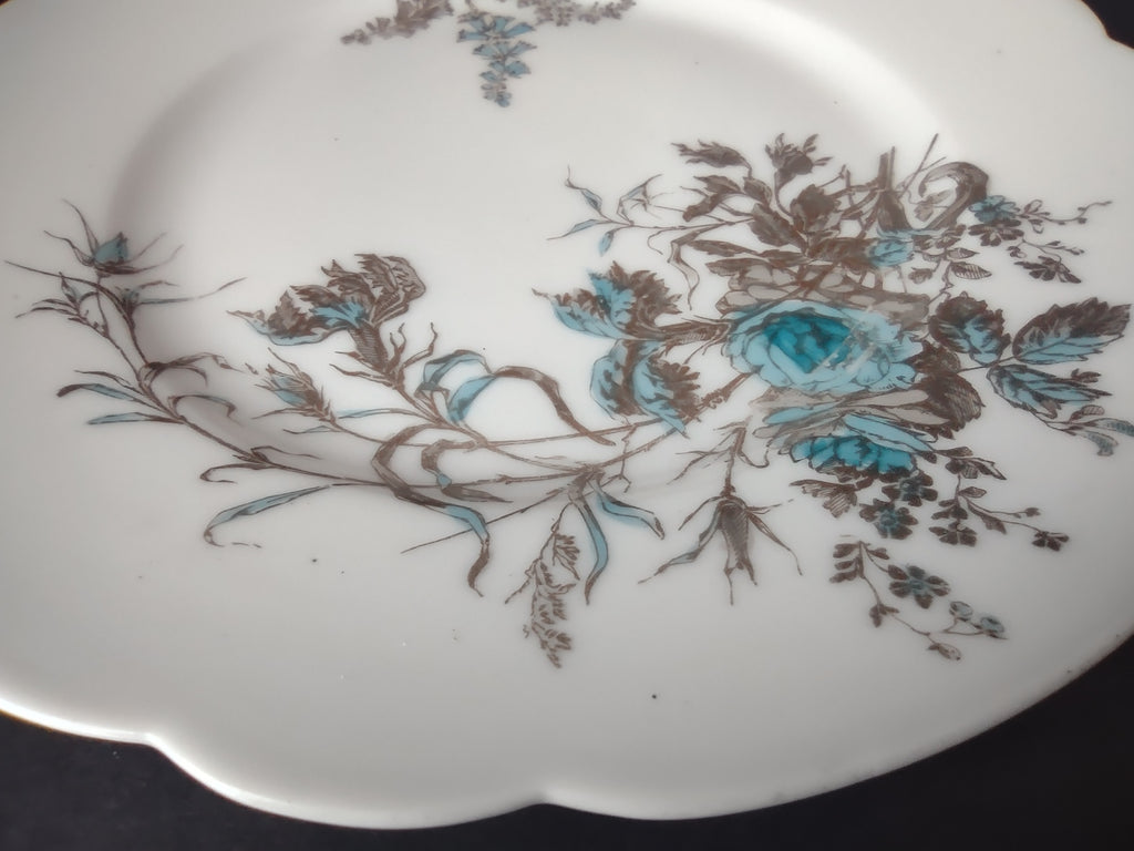 Antique Haviland Limoges Blue Flower Fern Luncheon/Salad Plate 8-1/2" (lot 958)